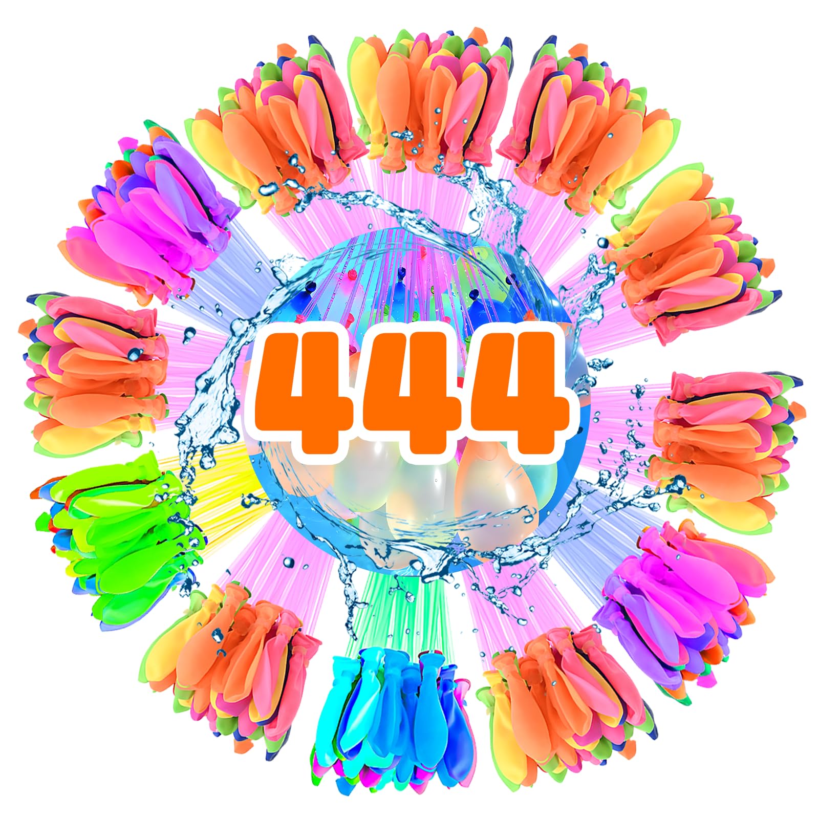 Pack De 444 Globos De Agua Autosellables De Llenado Rápido | Multicolor Con 4 Conexiones De Grifo | Ideales Para Fiestas En Jardín O Playa