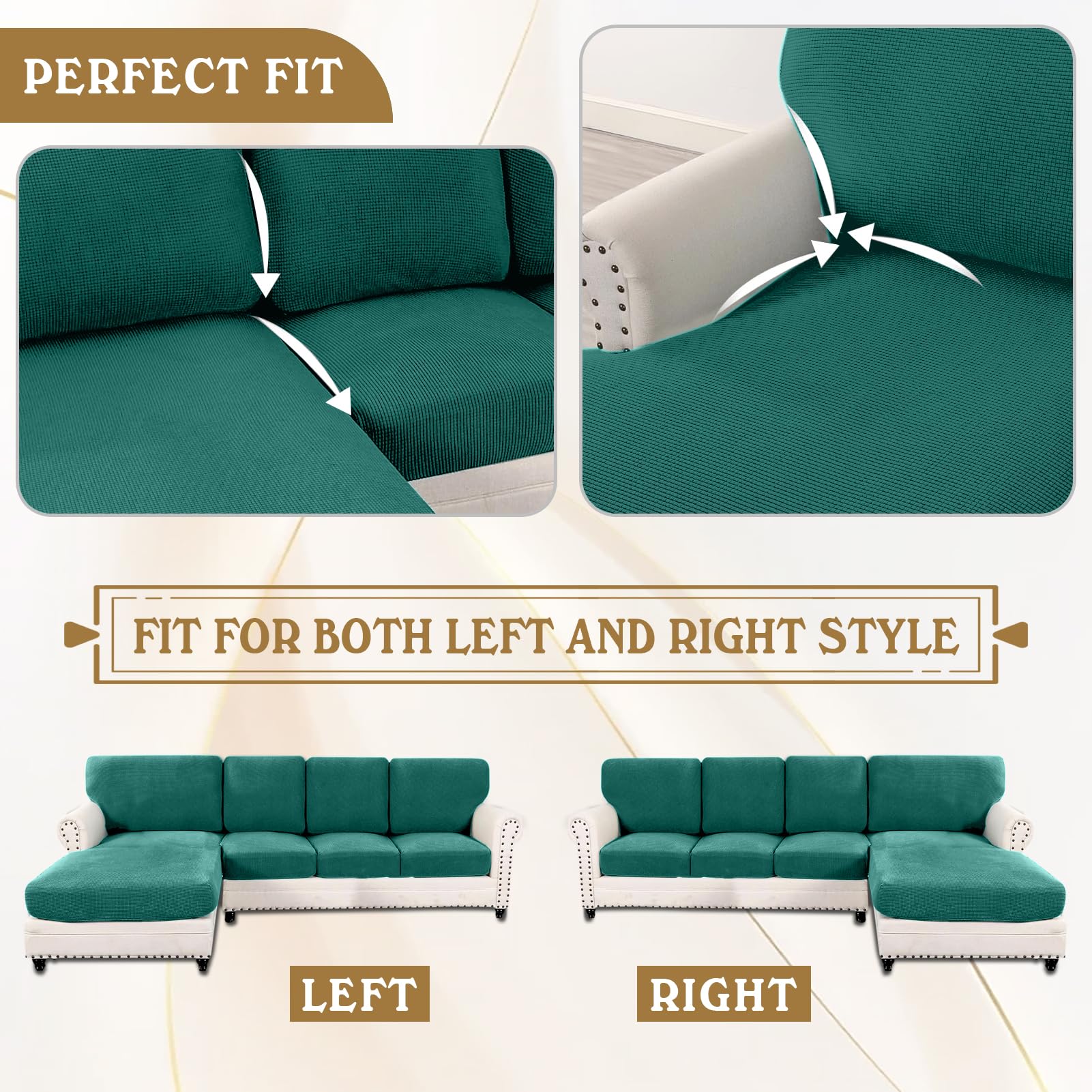 BXFUL Housses de Coussin de Siège de Canapé Imperméable Extensible, Jacquard Housse Coussin Canapé Antidérapante Housse Assise Canapé élastique Housse Coussin (Grand 1 Place,Naturel