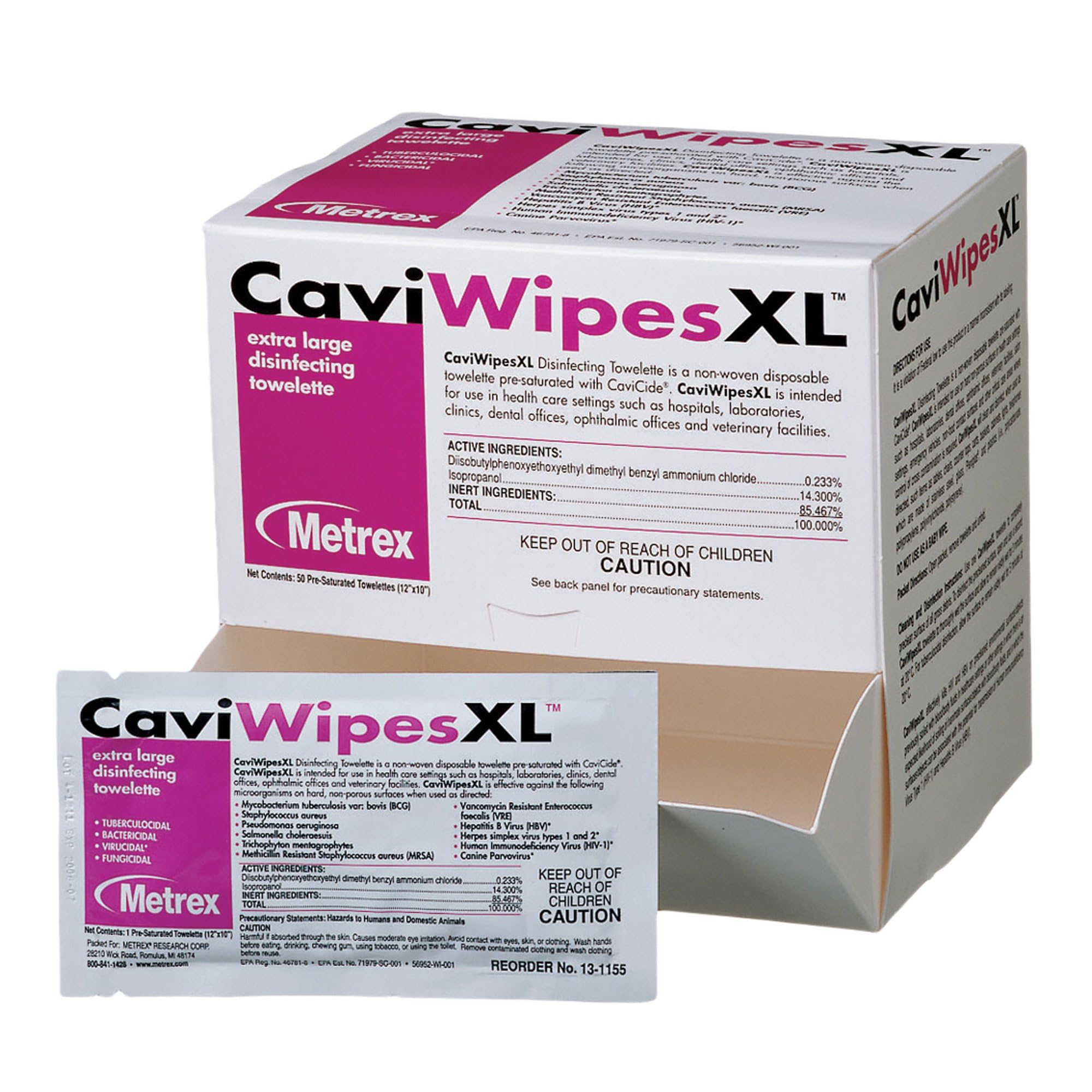 CaviWipes Disinfecting Towelette Packets, 50