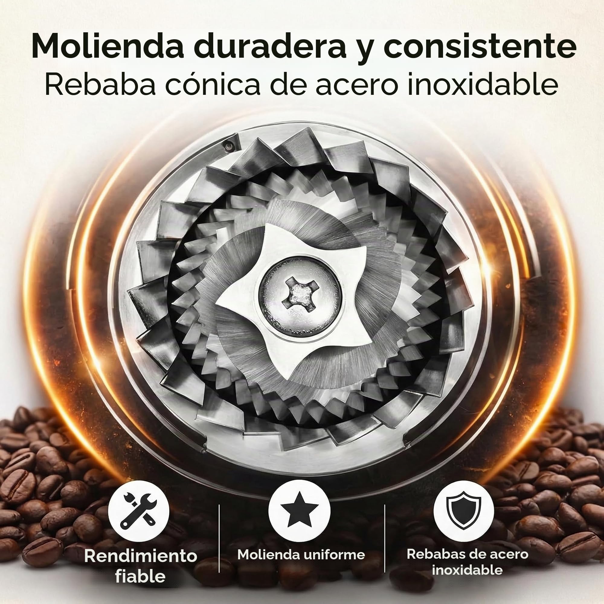 Molinillo de café eléctrico para el hogar, molinillo de cono de acero inoxidable, 25 grados de trituración, molinillo de café silencioso para espresso, café de filtro y jarra de