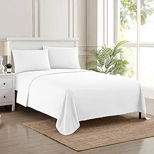 Queen Size Bed Sheets - Breathable Luxury Sheets with Full Elastic & Secure Corner Straps Built In - 1800 Supreme Collection Soft Deep Pocket Bedding, Sheet Set, EXTRA DEEP pocket - Queen, White