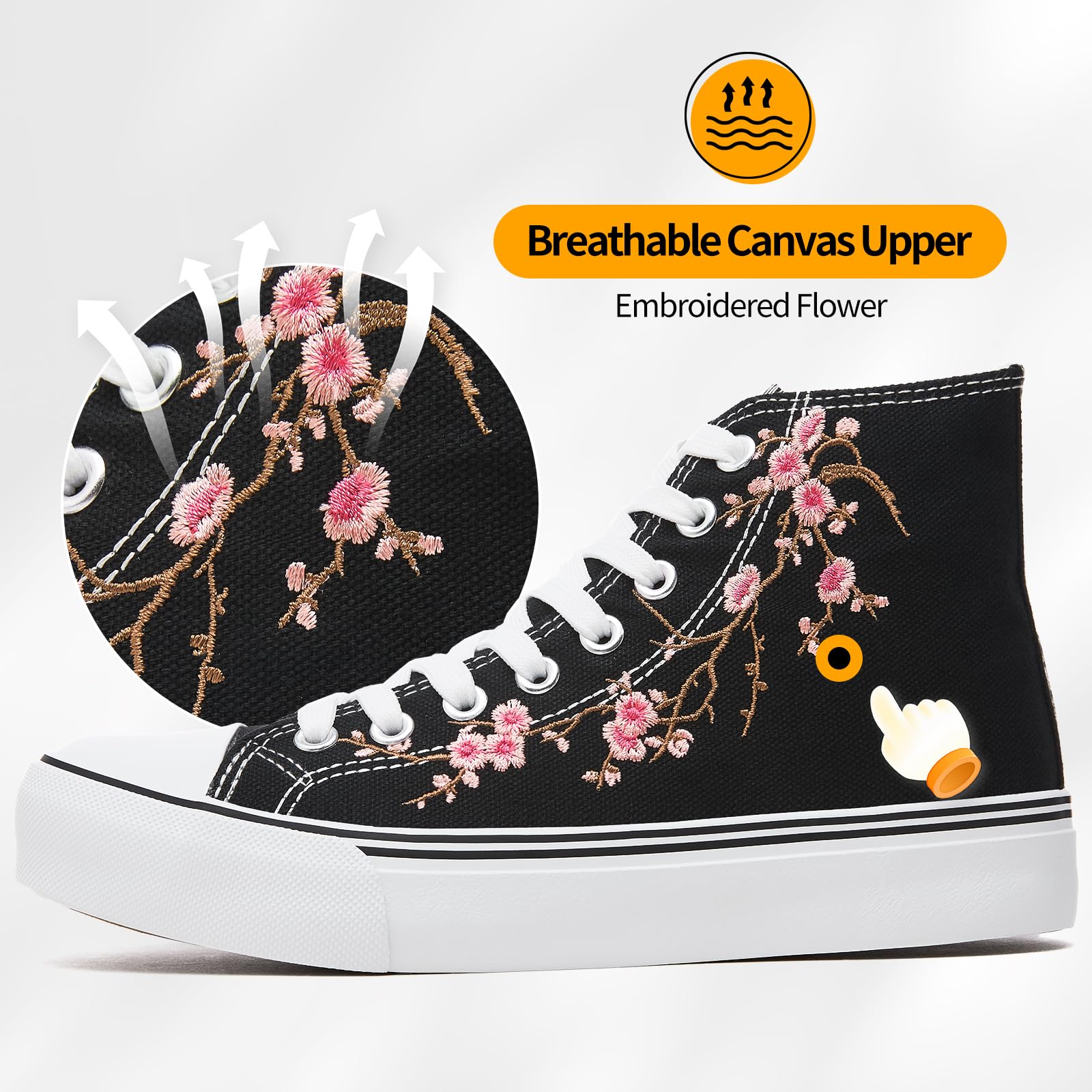 ZGR Womens High Top Canvas Sneakers,Lace-up Canvas Shoes,Casual Tennis Walking Shoes