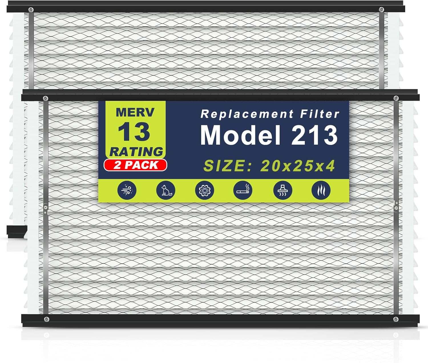 2-Pack 213 Air Filter Replacement Compatible with AprilAire Whole House Air Purifiers,Models 1210, 1620, 2210, 2216, 3210, 4200, MERV 13 20x25x4 Pleated HVAC AC Furnace Filter