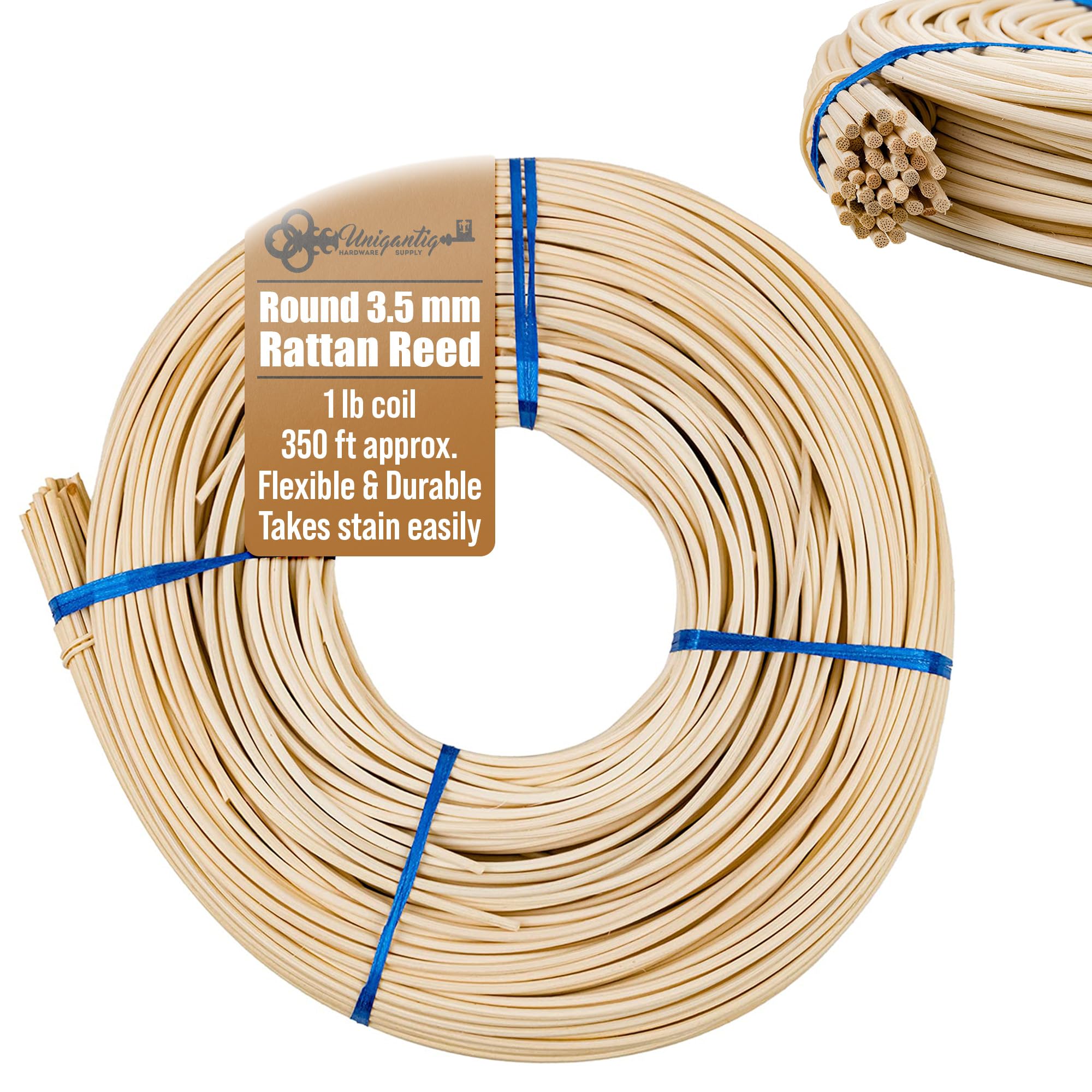 3.5 mm Round Reed # 5 | 1 Pound Coil | Rattan Reed for Basket Weaving and Wicker Furniture Making | Basketry, Wicker Weaving and Wicker Repair Supplies | UA-350RR-image-40