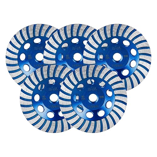 Miniatura 16 de SALI 2 piezas ruedas de esmerilado de concreto de 7 pulgadas, 20 segmentos de diamante Turbo, eje 5/8-11, rueda de esmerilado de diamante apta para