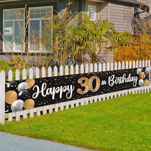 Vista 107 de Cartel de feliz cumpleaños 25 negro y dorado para patio, cartel de felicitación a 25 años de edad, telón de fondo fotoprop para el hogar, decoración