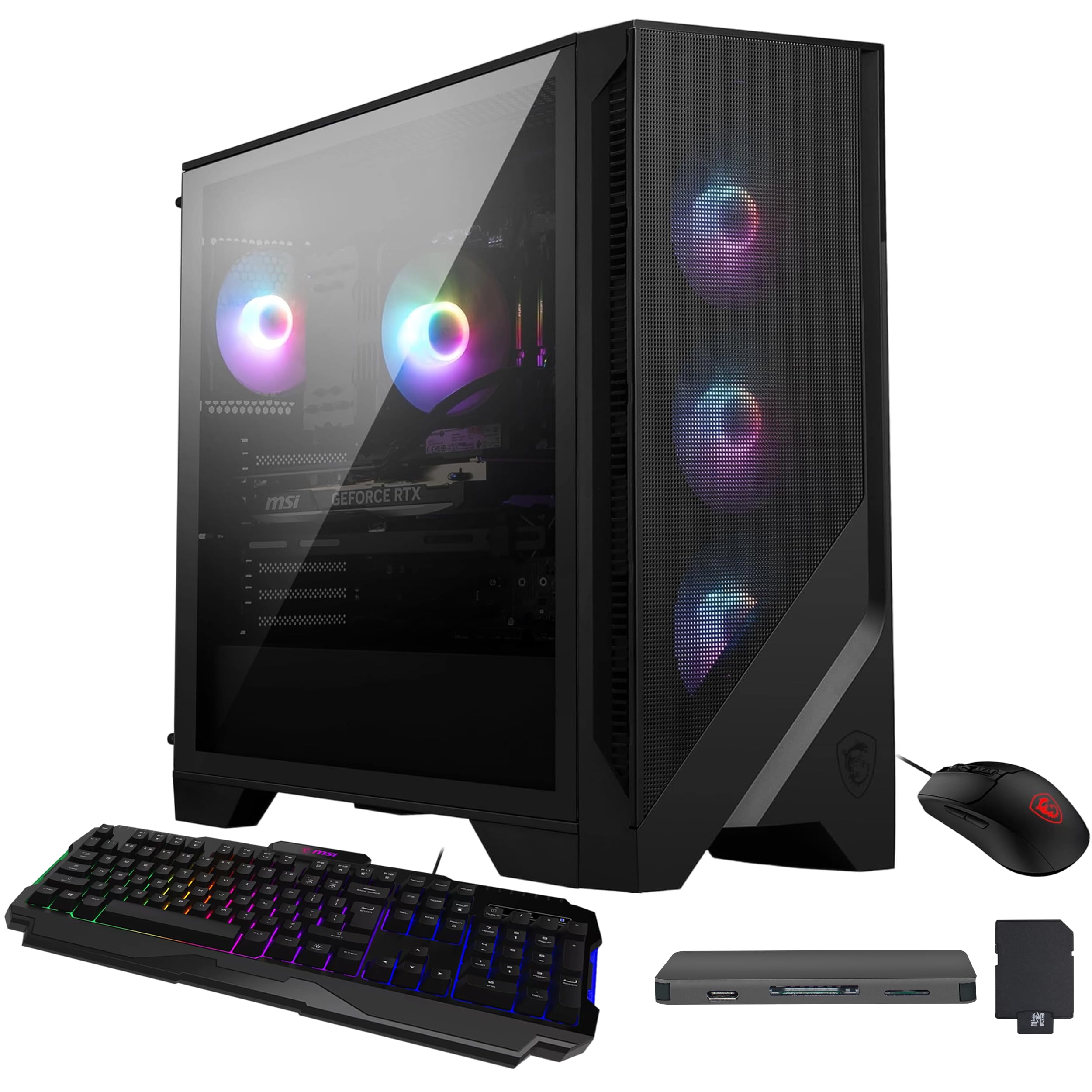 msi Codex R2 AI Gaming Desktop, Intel Core Ultra 7 265, NVIDIA GeForce RTX 5060 Ti 8GB GDDR7, 32GB DDR5, 2TB SSD, Air Cooling, Wi-Fi 6E, Keyboard & Mouse, Windows 11, Black, 1TB Docking Station Set