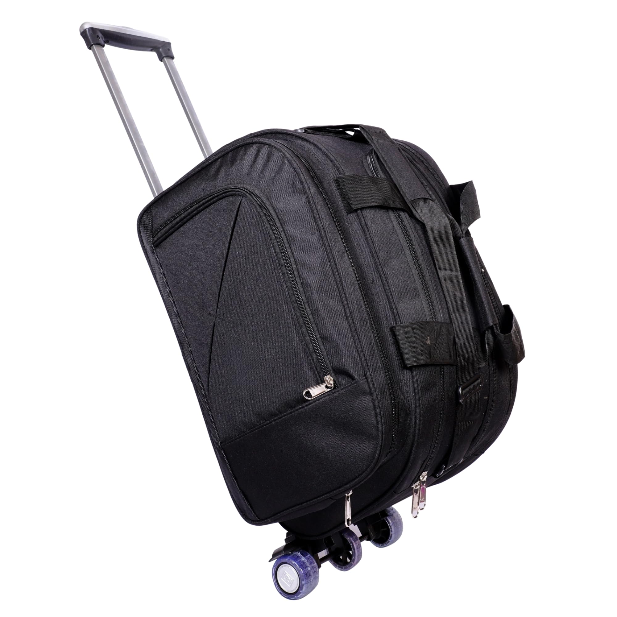 Duffel Trolley Bag with Wheels | Polyester | 75 L | Black | Expandable | Lightweight | Travel & Luggage-picture-48
