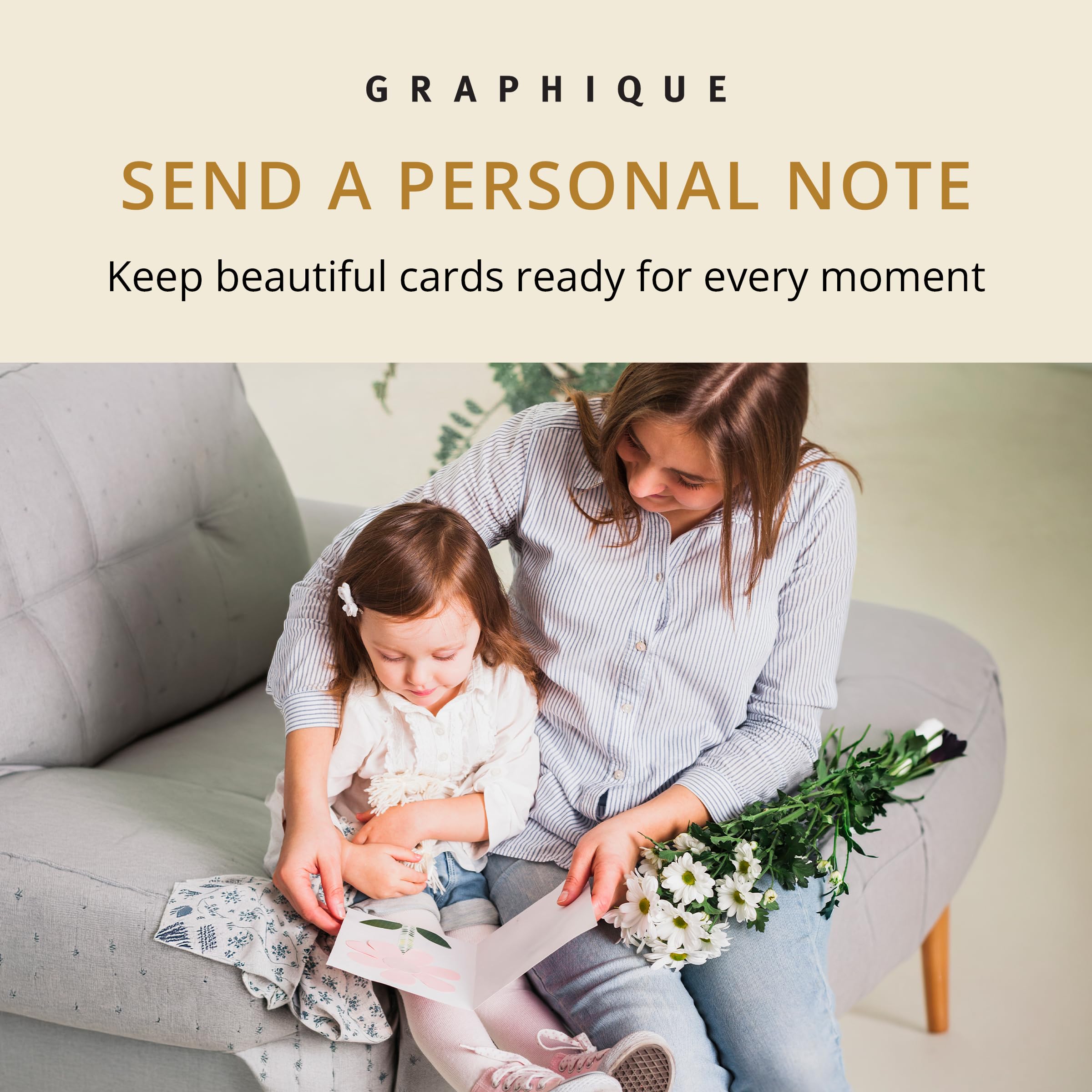 Graphique Grußkarten mit Aquarellblumen, 20 Stück, blanko Notizkarten mit Umschlägen, 4 verschiedene Blumen-Designs mit Goldfolien-Rändern, Box für personalisierte Notizen, 10,8 x 15,2 cm