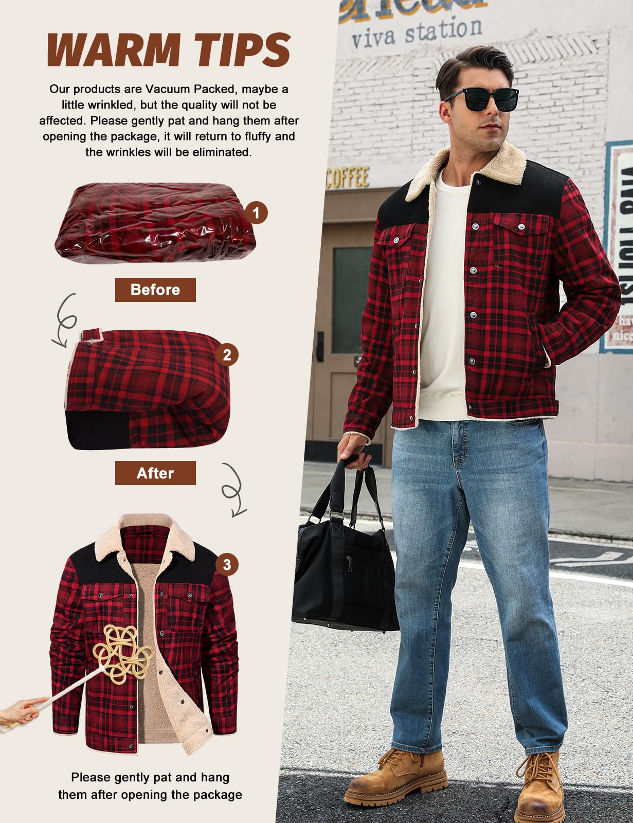 CMTOP Giacca Invernale Uomo Camicia da Uomo in Stile Casual da Boscaiolo Plaid Flanella A Quadri Camicia Imbottita da Lavoro di Cotone Cappotto Invernale