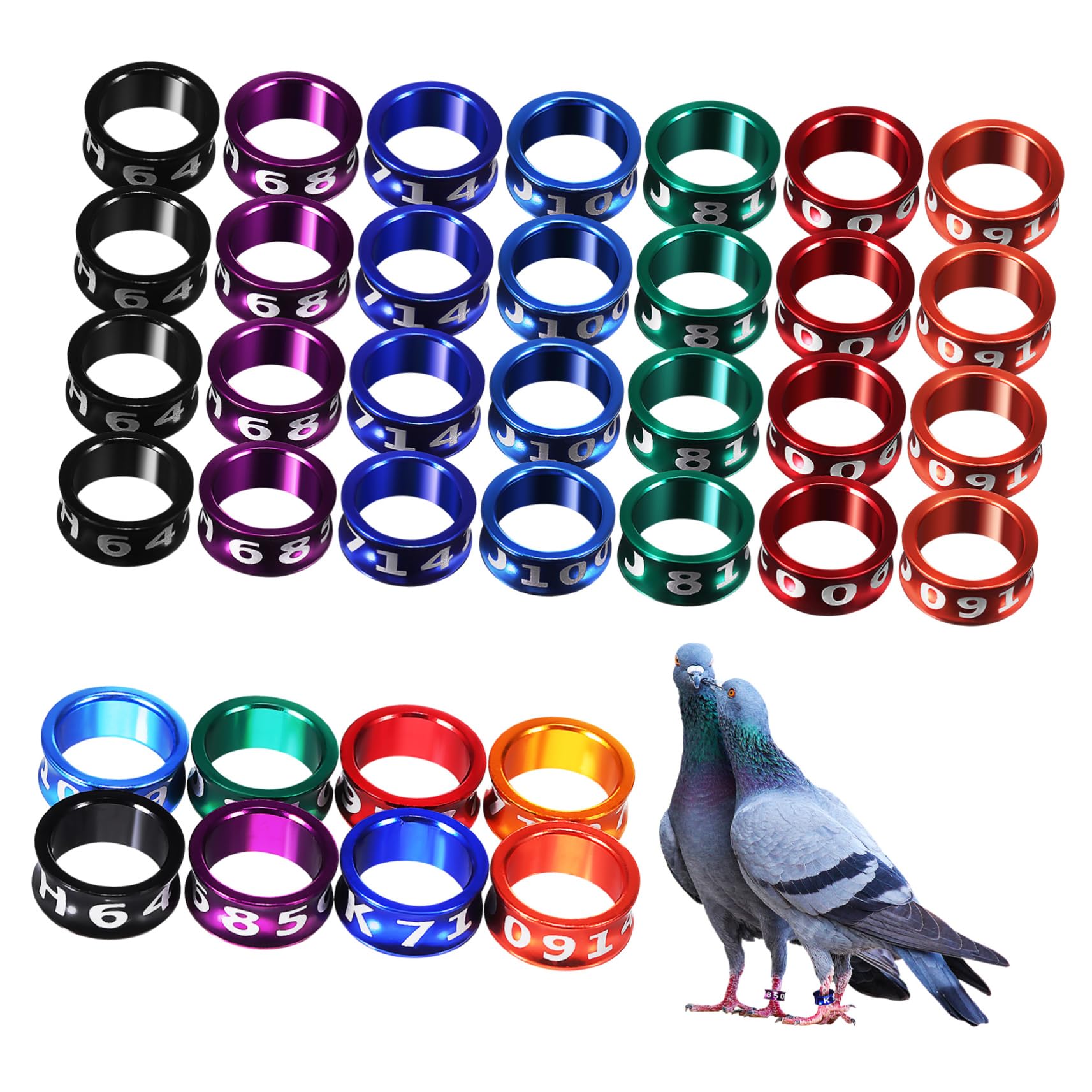 Amazon | Angoily 鳥の足輪 金属製ナンバー付き鶏脚リング 8mm 明瞭