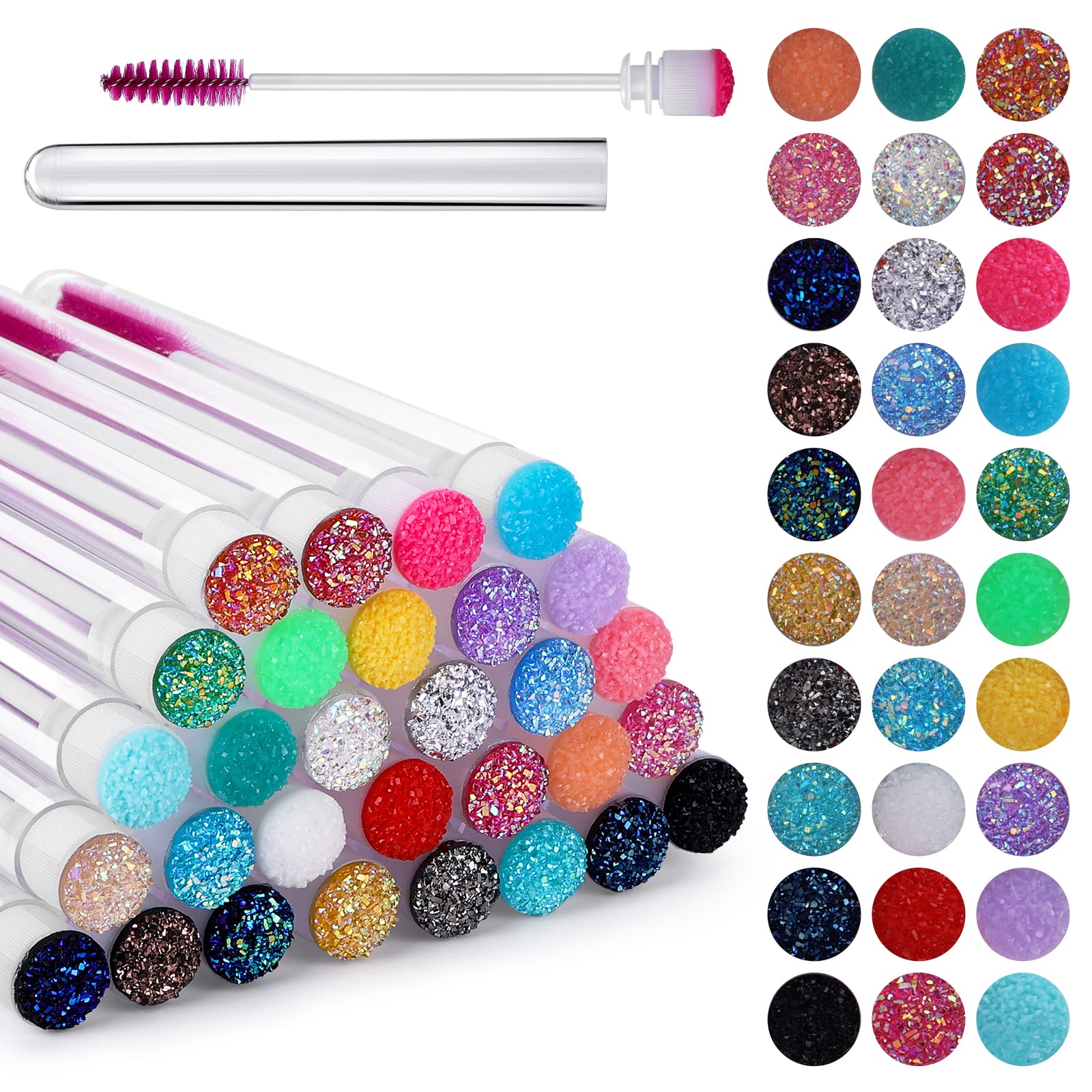 Sibba Lot de 30 Pinceaux à Cils Spoolies Applicateurs de Mascara Pinceaux pour Extensions de Cils Tubes de Diamant Fournitures de Maquillage