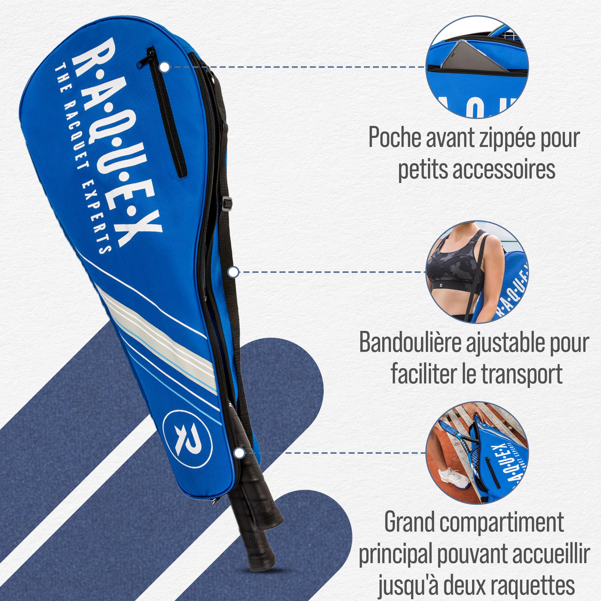 Housse De Raquette De Squash Pour Une Raquette Avec Poche Zippée
