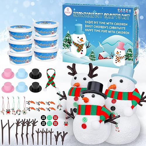 Paquete de 6 kits de muñeco de nieve manualidades de Navidad para niños manualidades de muñeco de nieve decoraciones de invierno para interiores kit