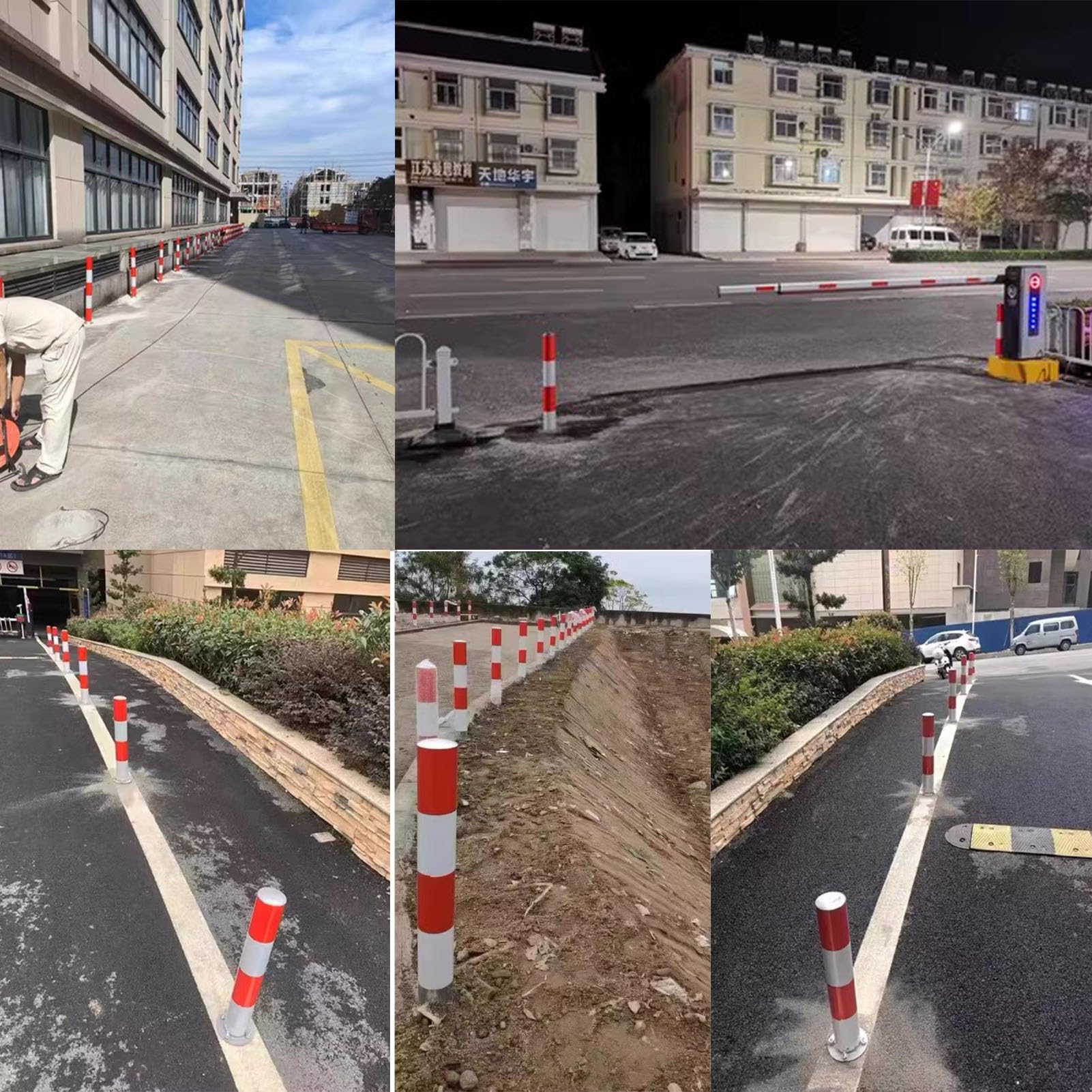 Bolardo de seguridad de tráfico de acero galvanizado, poste de barrera de entrada y estacionamiento (1 unidad, 8,9 x 60 cm) para mejorar la seguridad vial y control de acceso