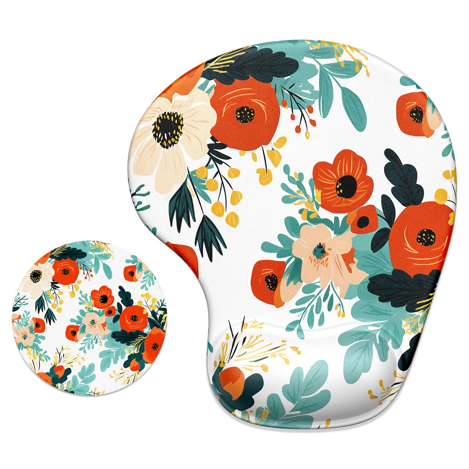 ITNRSIIET Ergonomic Mouse Pad Coaster Set with Gel Wrist Support Wrist Rest Smooth Surface Non-Slip PU Base Comfortable Office Supplies Pain Relief,