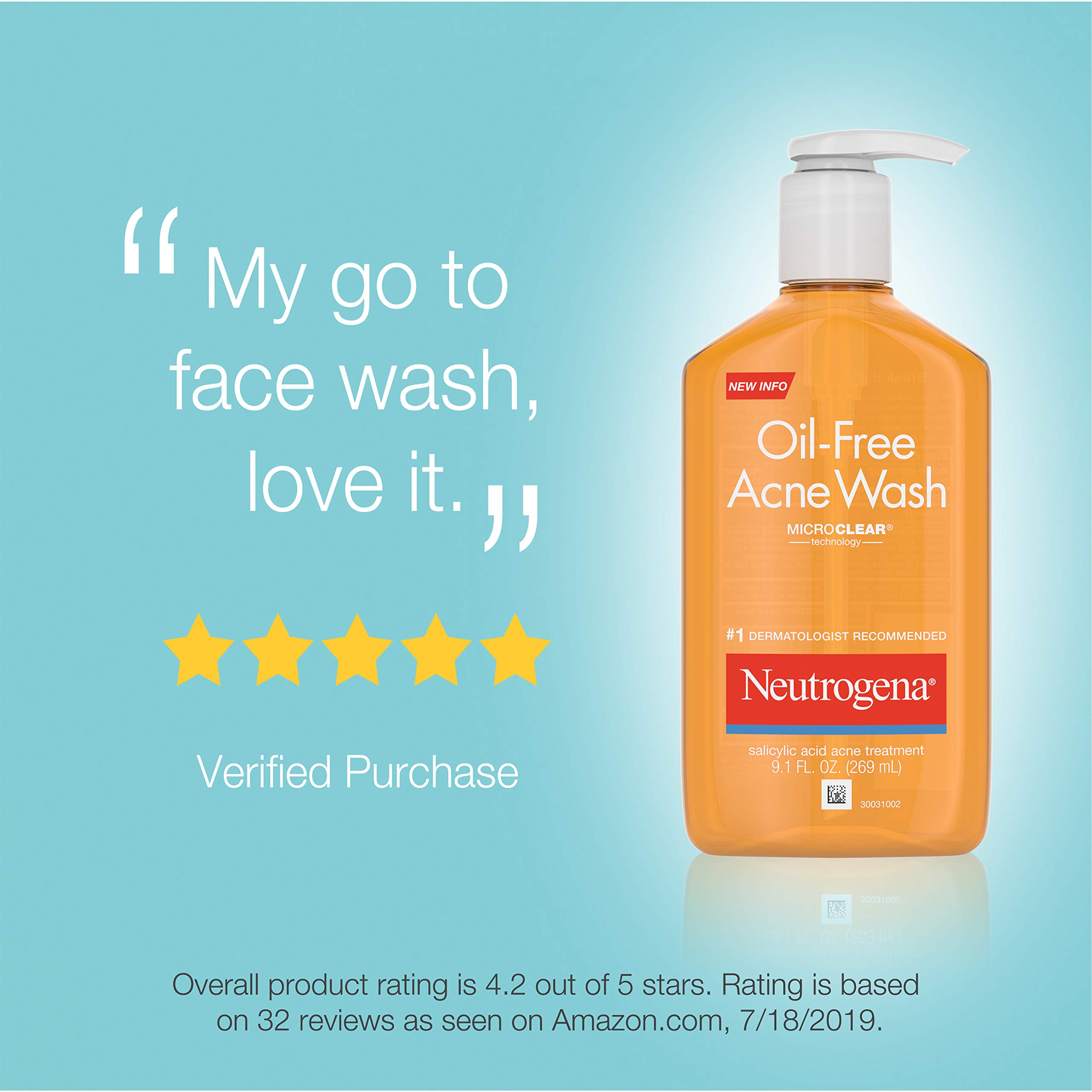 Neutrogena OilFree Acne Fighting Face Wash, Daily Cleanser with