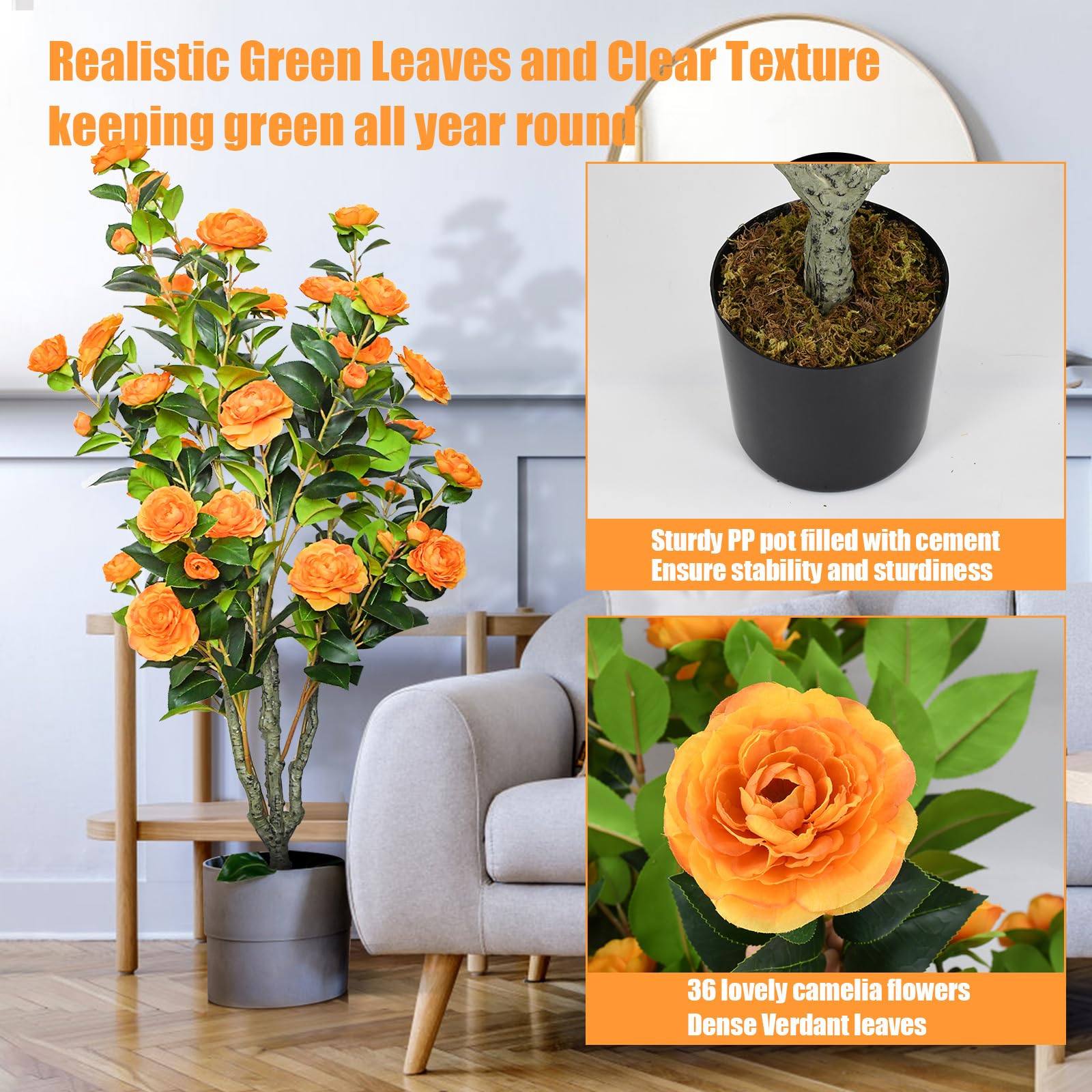 Amazon｜2パック 42インチ 人工椿の木 フェイクフローラルツリー