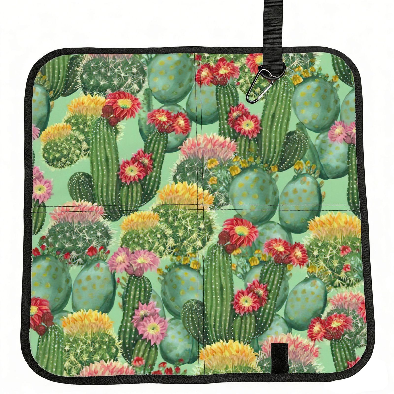 VCzsdff Cactus Floral Bloom Print Portable Seat Cushion Folding Bleacher Pad Compact Picnic Sitting Mat Polyester 40cm
