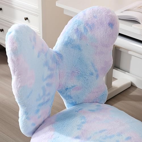Vista 6 de Butterfly - Escritorio y silla para niños, ajustable, giratorio, peludo, azul, para el hogar, dormitorio, escuela, dormitorio Mariposa
