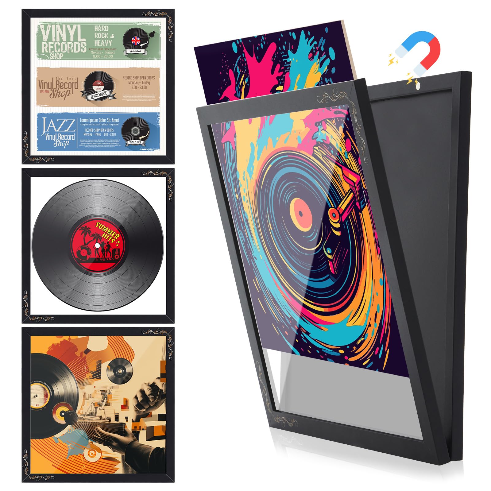 Amazon.com - Qunclay 3 Pack Vinyl Record Frame Wall Front Opening