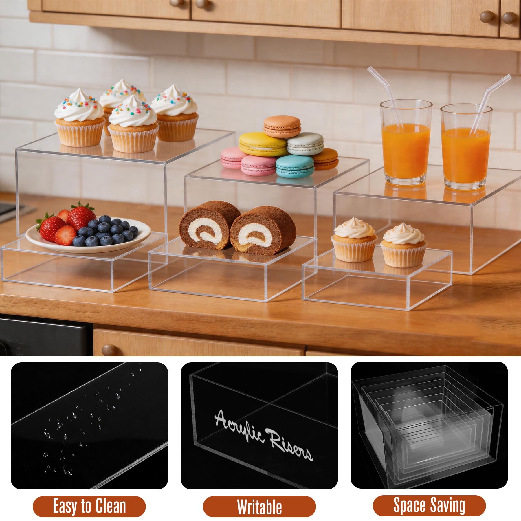Acrylic Buffet Risers - Display Dessert Stands -8