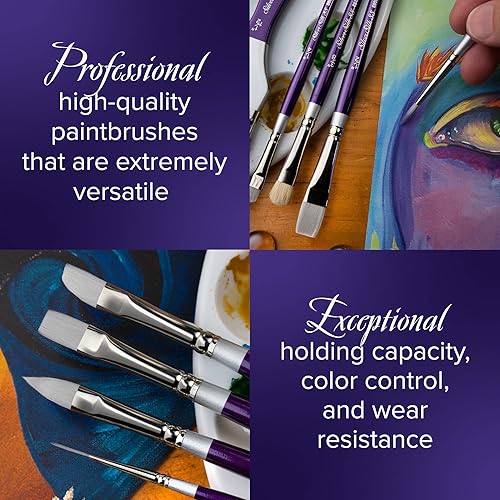 Miniatura 5 de Silver Brush Limited 8808S - Brochas de lavado y esmalte de seda plateada para acuarela, gouache y pintura acrílica, tamaño 12 pulgada, mango corto
