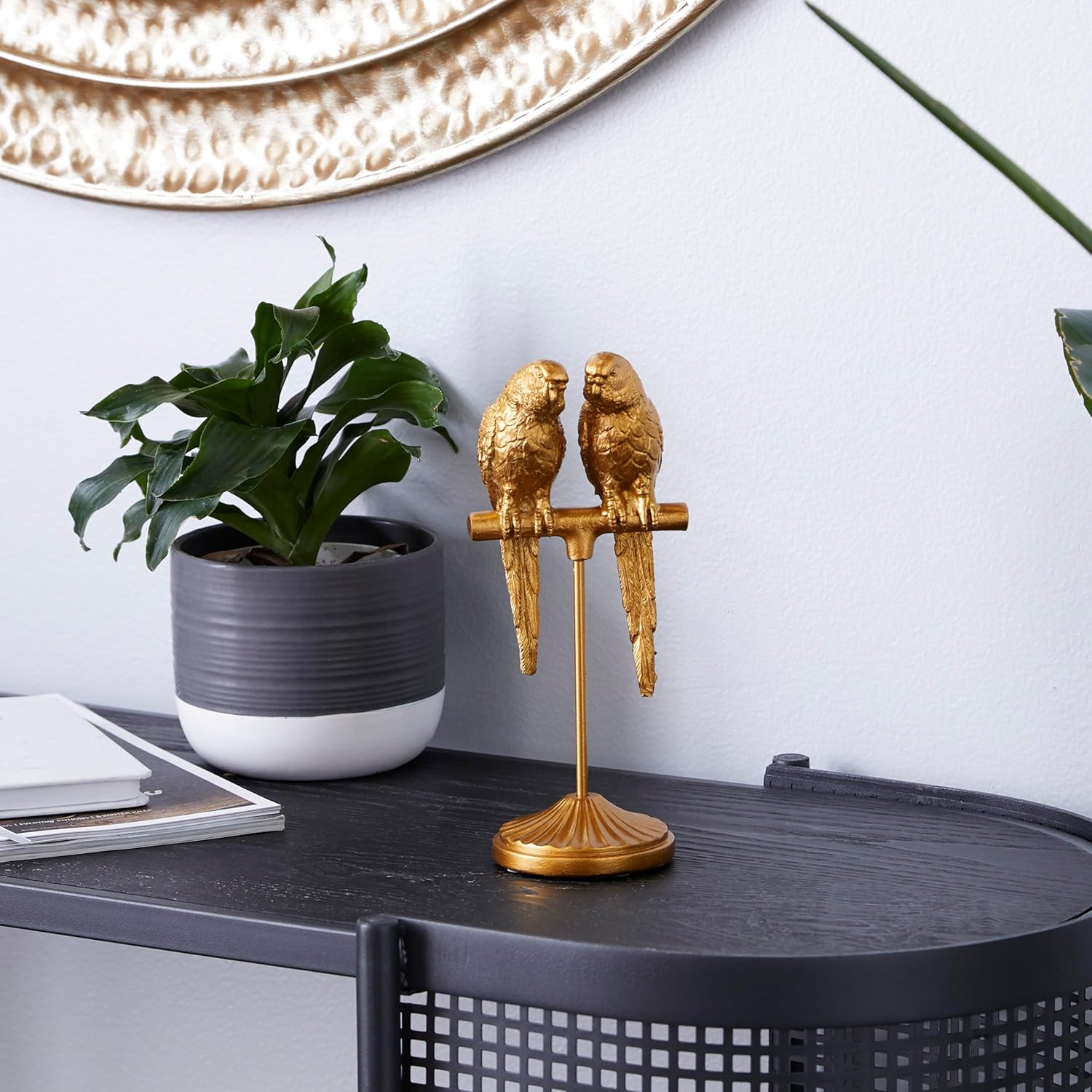 Gold Resin Parrot Statue for Tabletop Decor