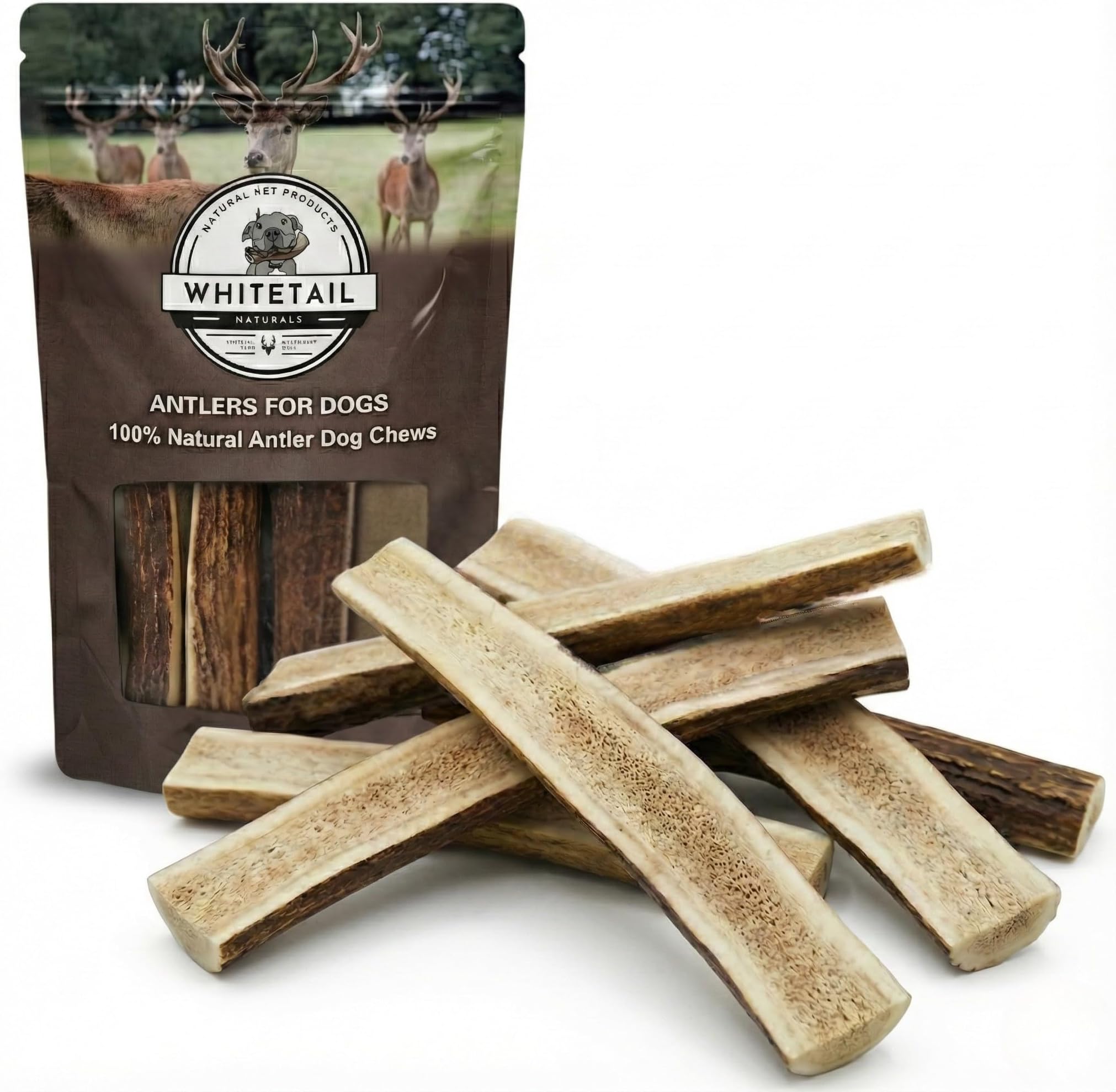 Whitetail Naturals Split Elk Antlers for Dogs (1 lb Bulk Pack) Premium Antler Chews for Medium to Large Dogs – Grade A, Wild Sourced & Naturally Shed (Approx. 4-5 Count)
