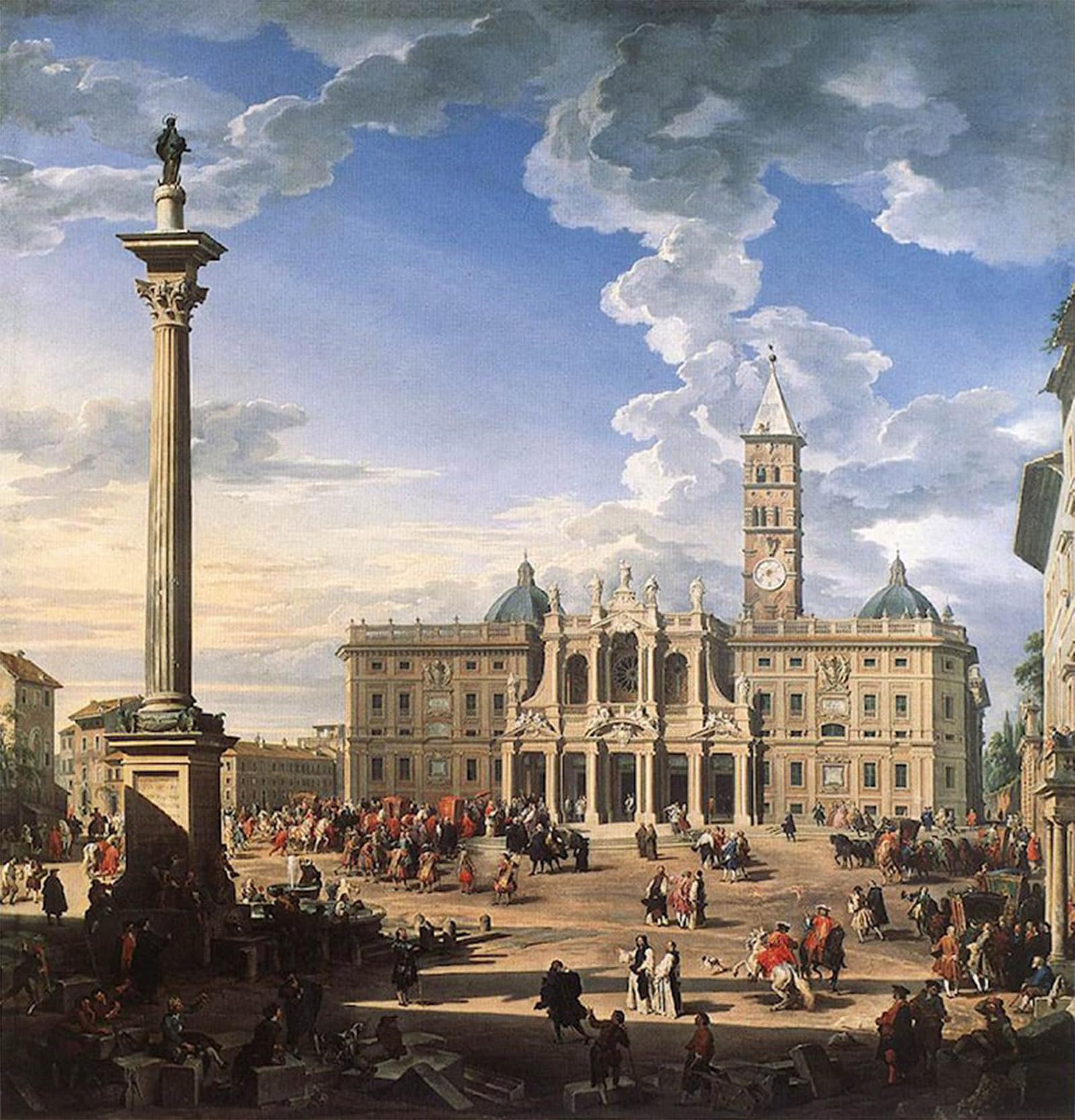 ARTXLXXBN Famous Art Print Poster Vintage Wall Art the Piazza and Church of Santa Maria Maggiore by Famous Artist Canvas Art Poster for Home Decor 60x90cm