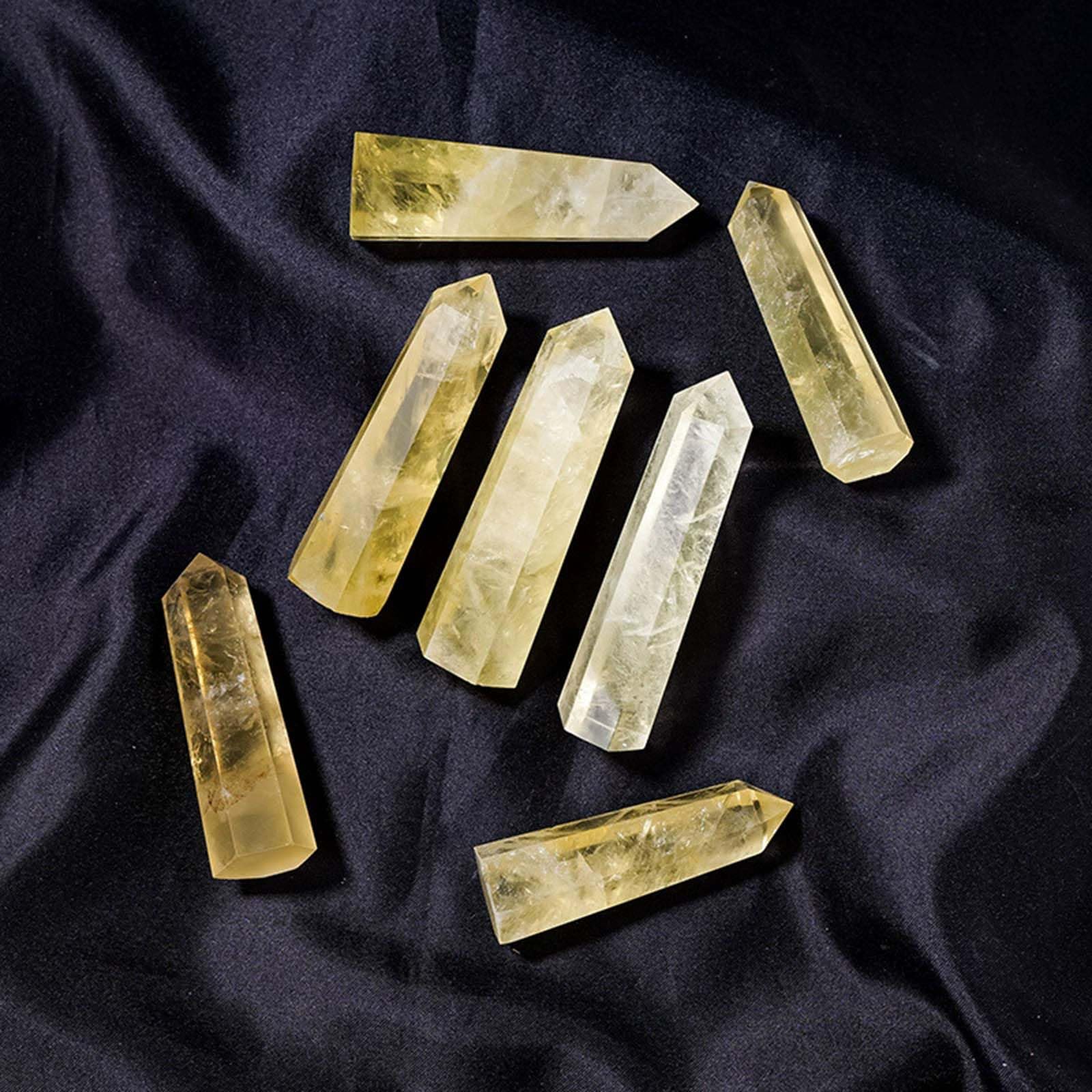 4 Piezas de Piedra Pulida con Varita de Cristal de Citrino Natural