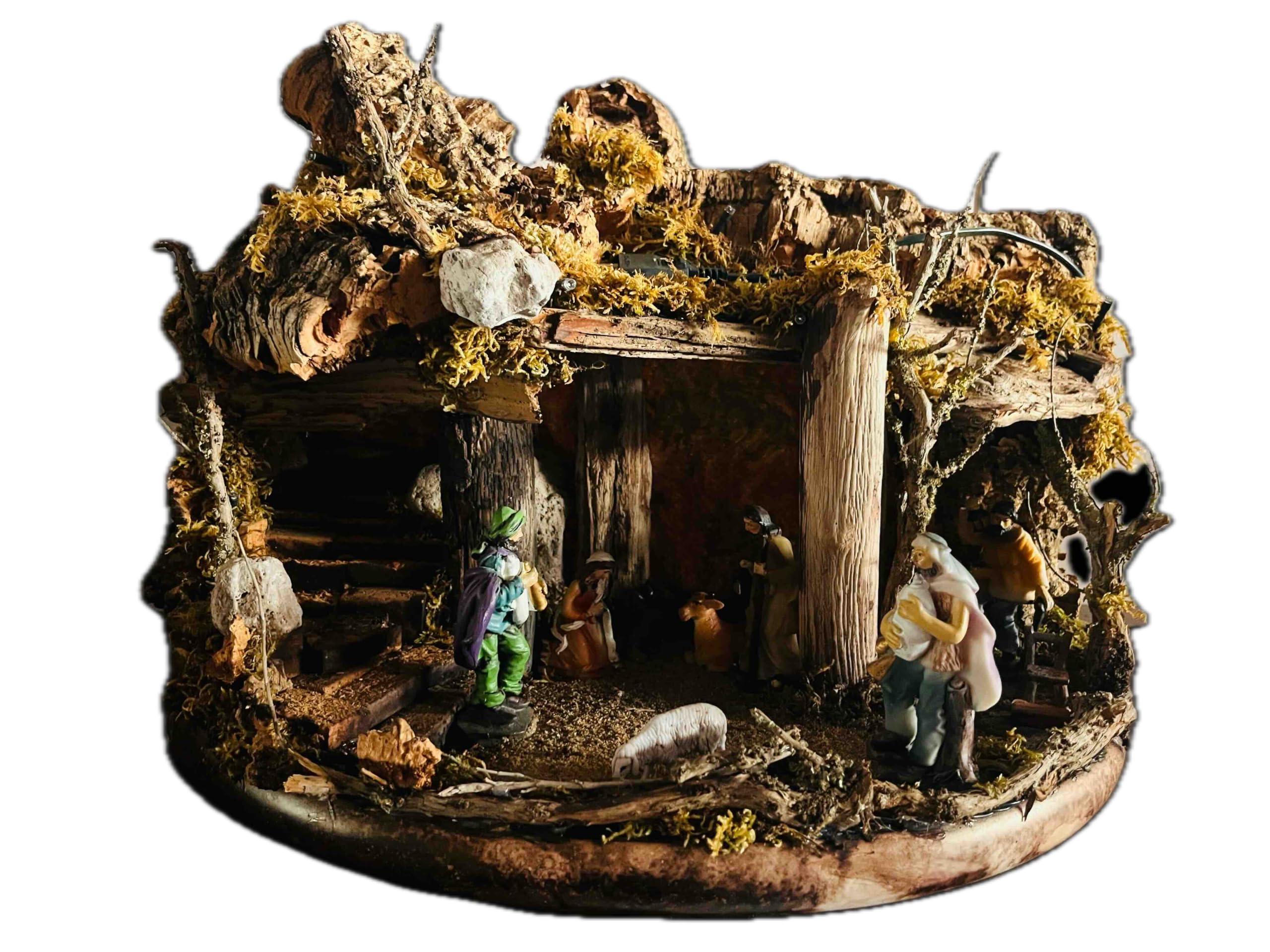 Generico Presepe Artigianale con Luci 48x37 cm