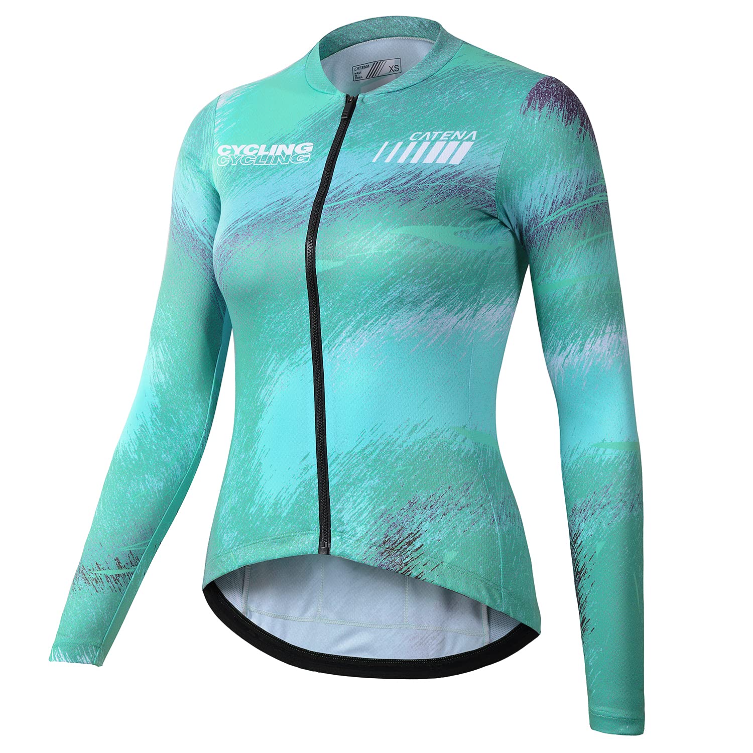 Women's Cycling Long Sleeve Breathable Jersey Bike Shirt Bicycle Tights Clothing Quick Dry Rainbow Aurora (Mint Green, Large)