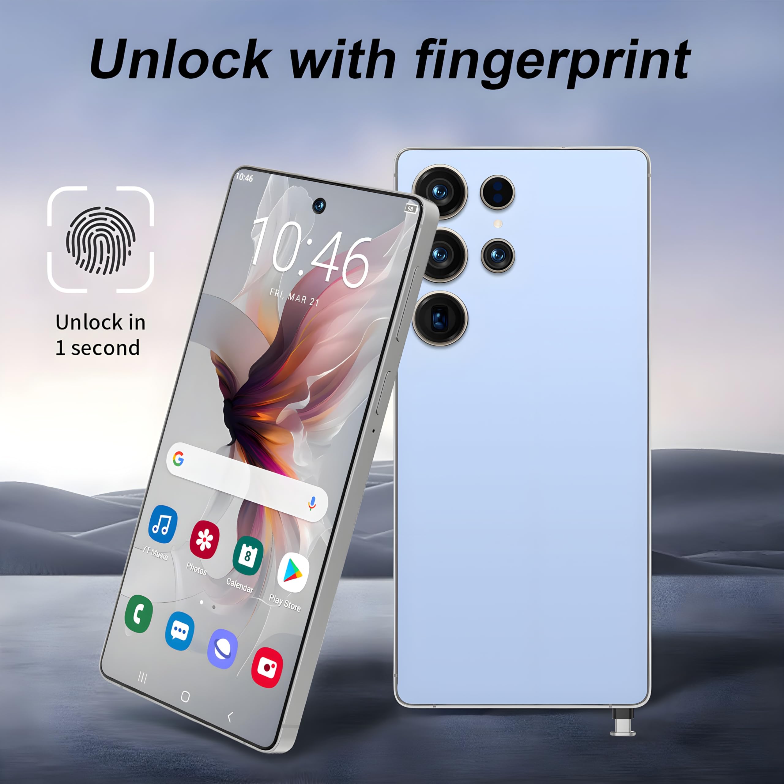 I25 Ultra 5G Unlocked Smartphone,6.8" HD Screen, 8GB+512GB,7000mAh Battery., 108MP+48MP Dual Camera, Android 14, Dual SIM/5G/Face ID/Fingerprint Lock/GPS (Grey)