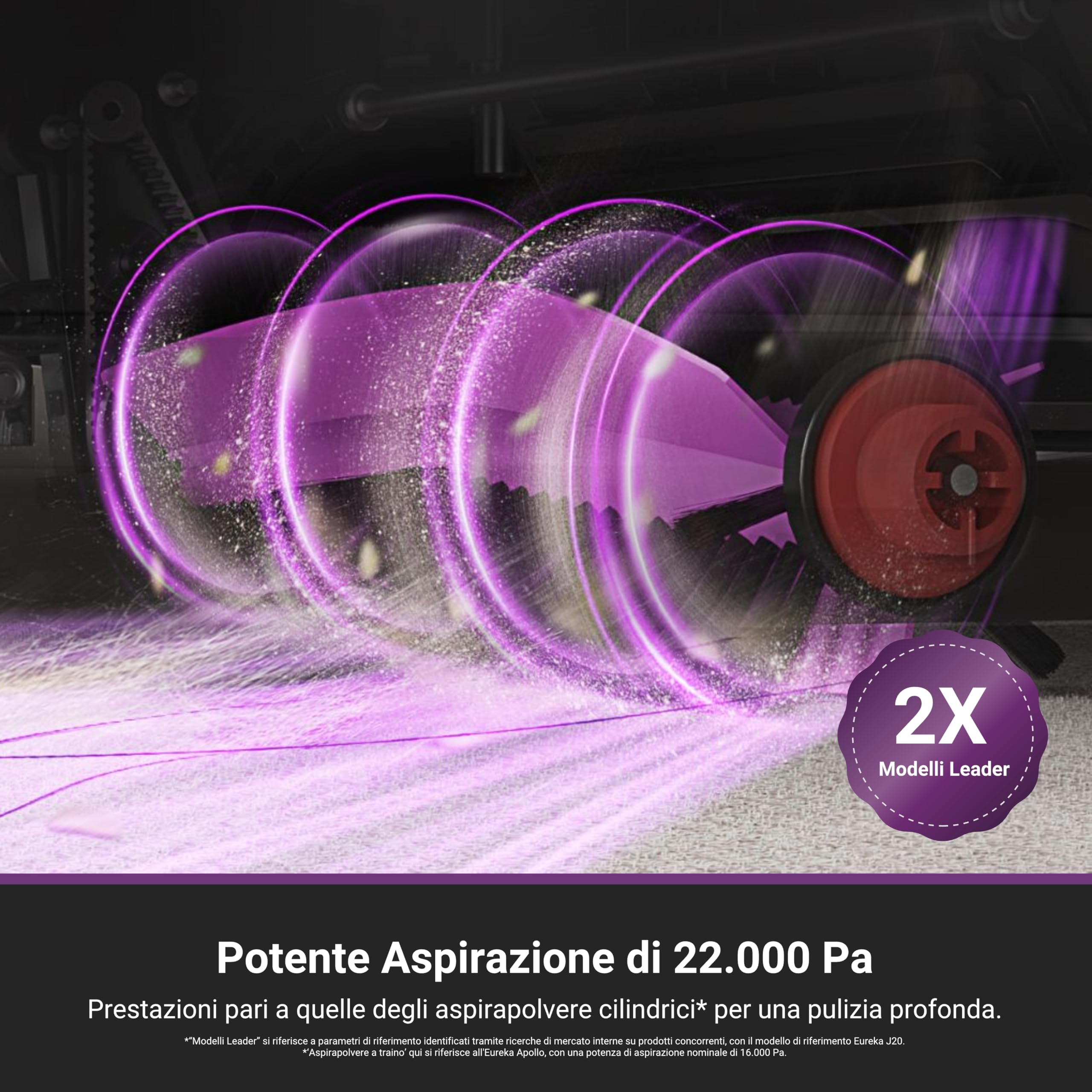 EUREKA J15 Max Ultra Robot Aspirapolvere Lavapavimenti, Aspirapolvere Robot Potente Aspirazione 22000Pa, Lavaggio Mocio ad Acqua Calda a 80℃, Batteria 6400mAh, Stazione Autopulizia/autopulente, Nero
