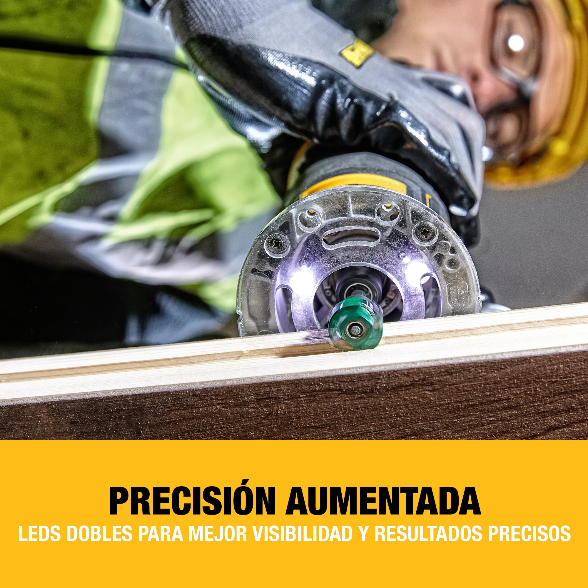 DEWALT Fresadora compacta XR 18V, motor sin escobillas, 1/4'' (8 mm), No incluye batería ni cargador, DCW604NT-XJ