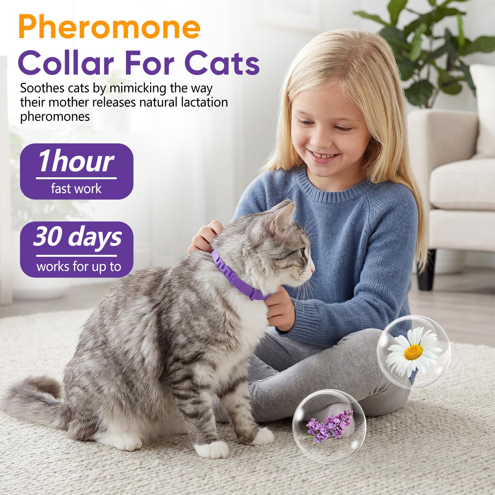 Cat Calming Collar, 4-Pack Pheromone Collars for Cats – Adjustable 15″, Up to 4 Weeks Lasting Stress & Anxiety Relief, Helps Reduce Noise Fear, Scratching & Separation Anxiety - image 6