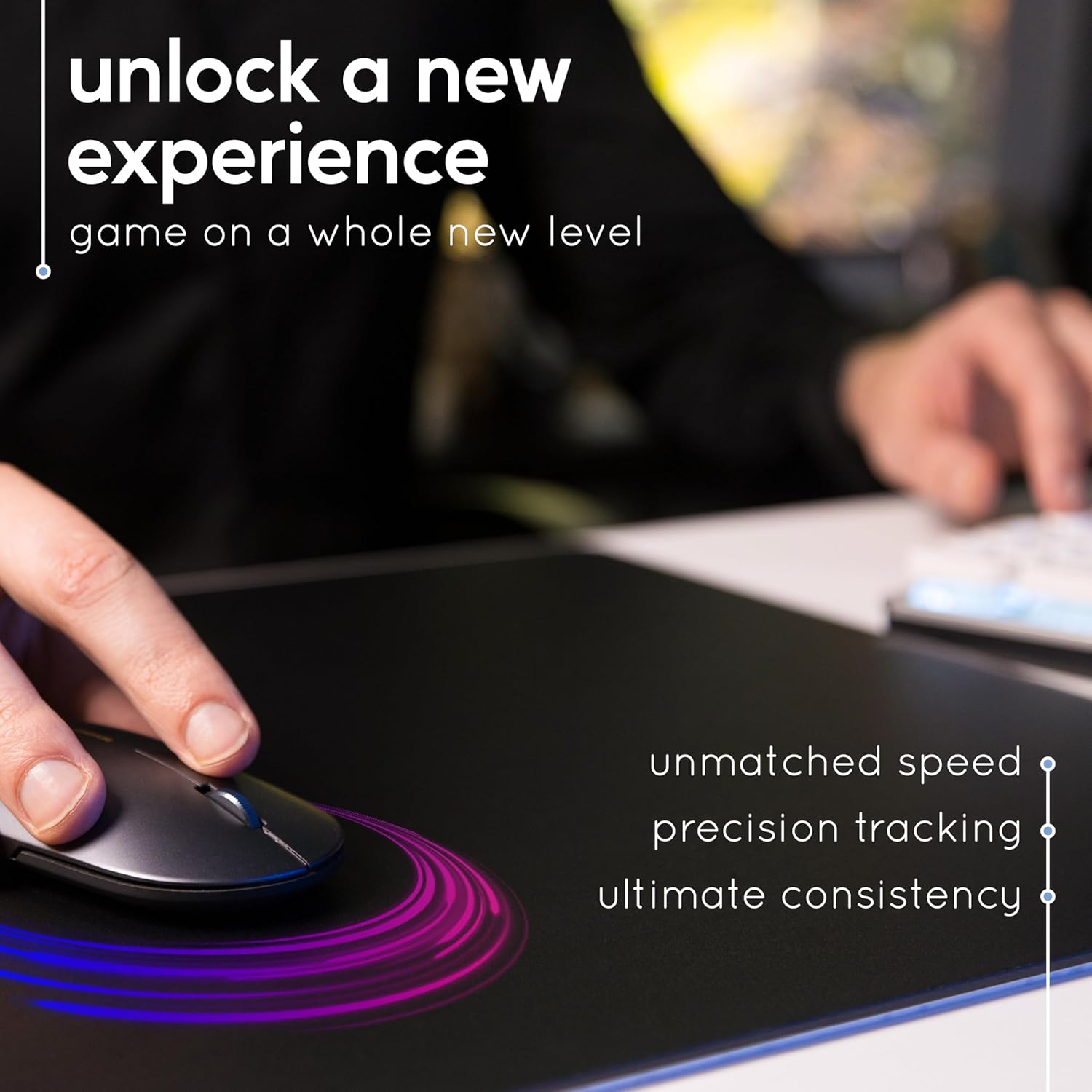 Qloud Glass Mouse Pad Large, Pro Esports Glass Mousepad Gaming Pad for Speed and Precision, Glasspad Mousepad Includes Gaming Sleeve, Ice Dot Skates and Microfiber Cloth, 17.72" x 14.96" (02 - White)