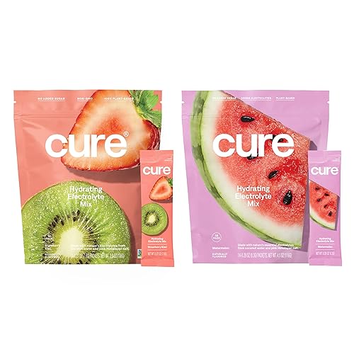 Cure Hydration Mezcla de electrolitos  Polvo de electrolitos para alivio de la deshidratación y energía  Fabricado con agua de coco  Sin azúcar