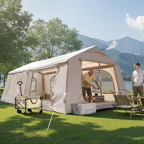 Miniatura 12 de Carpas inflables para acampar, tienda de campaña Oxford impermeable con bomba manual, tienda de aire inflable espaciosa y fácil de instalar para