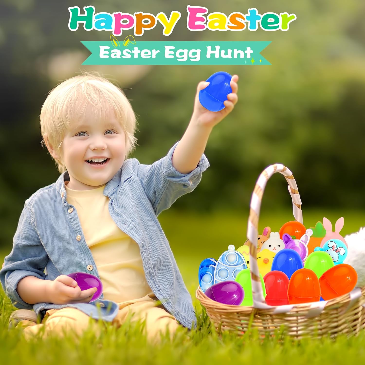 36Pcs Prefilled Easter Eggs with Toys Inside, Easter Basket Stuffers for Kids Toddlers Easter Gifts, Plastic Easter Eggs Filled with Easter Eggs Fillers, Easter Egg Hunt Party Favors Classroom Prize