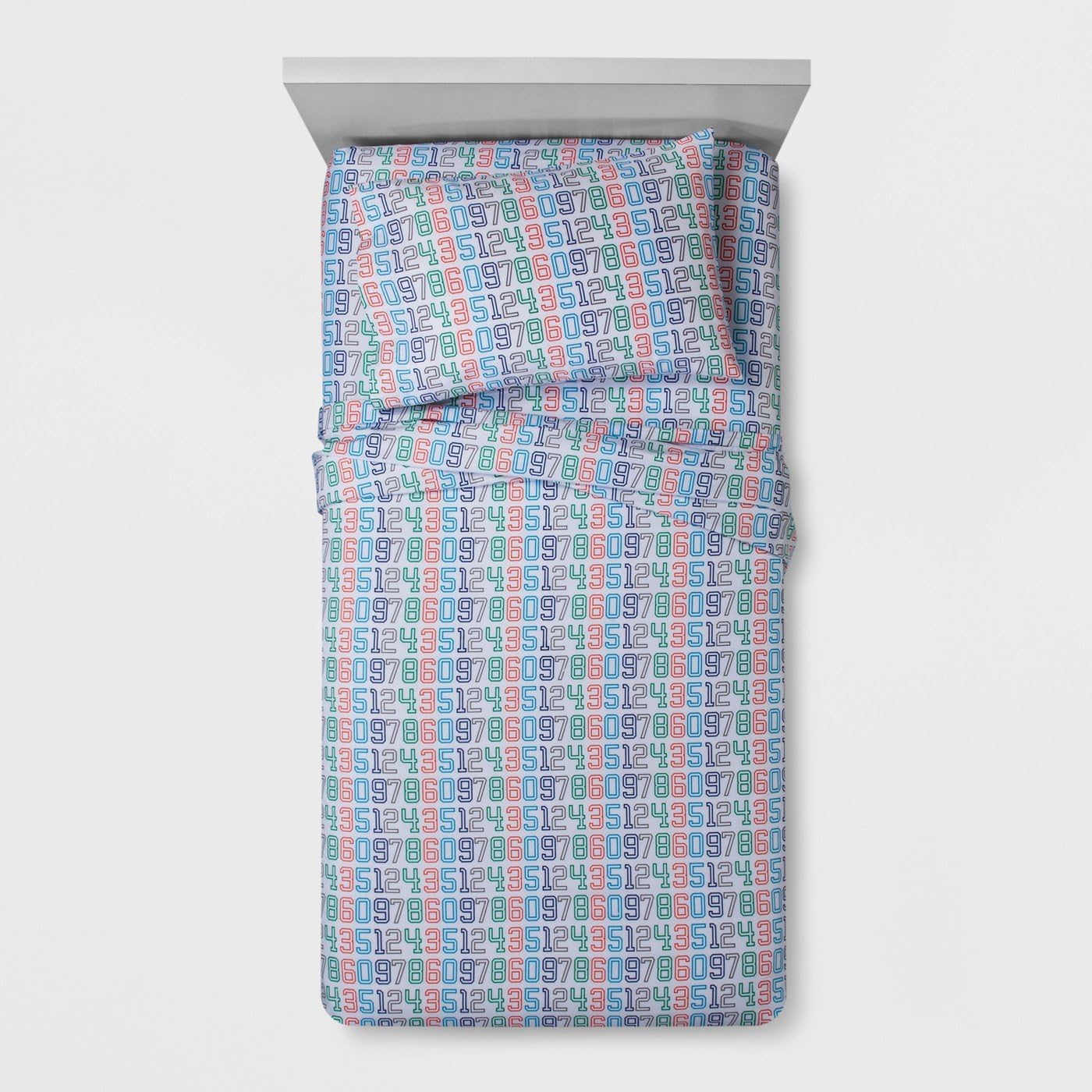 Pillowfort Numbers Microfiber 4 Pcs Sheet Set, Full, Multi