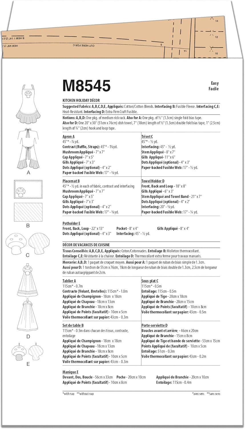 McCall's M8545OS Kitchen Holiday Décor and Apron Sewing Pattern Packet, Design Code M8545, Sizes One Size
