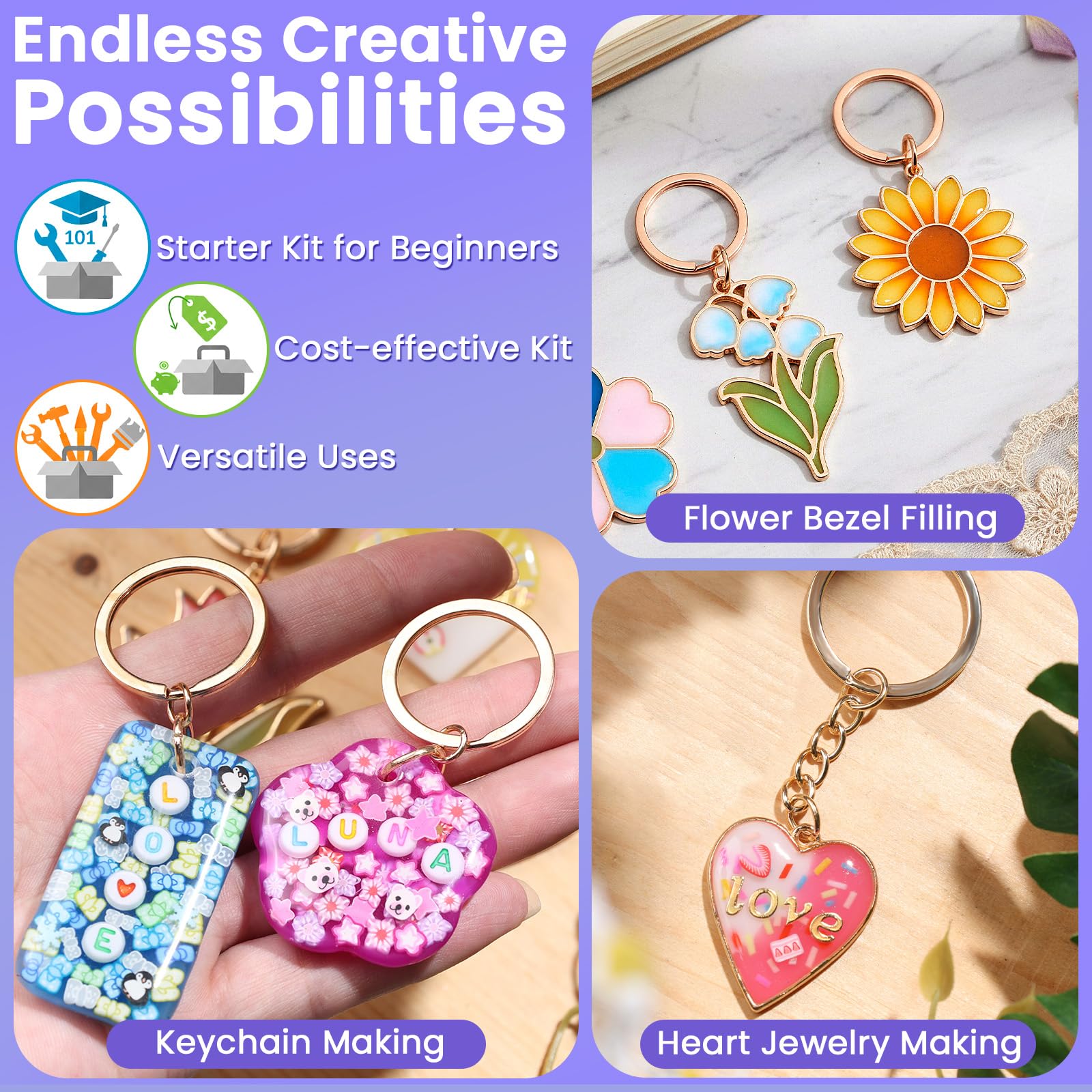 DIY UV Resin Keychain Kit - 12 Colors, FREE SHIPPING -5
