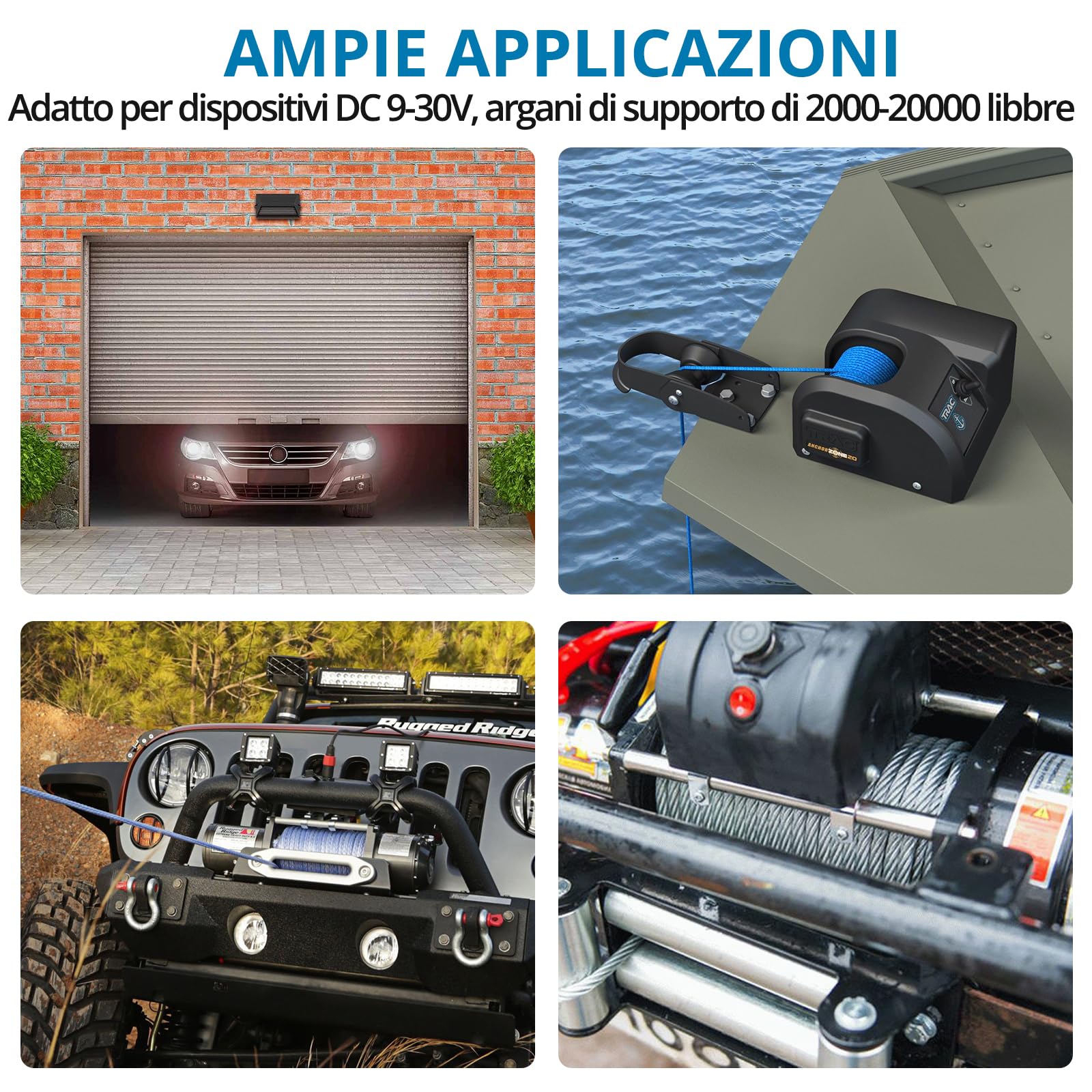 AUTOUTLET 2pz Kit Telecomando Verricello 12V 100 piedi Wireless di Ripristino Controller Interruttore Auto ATV Camion 17.000 libbre Batteria incluse