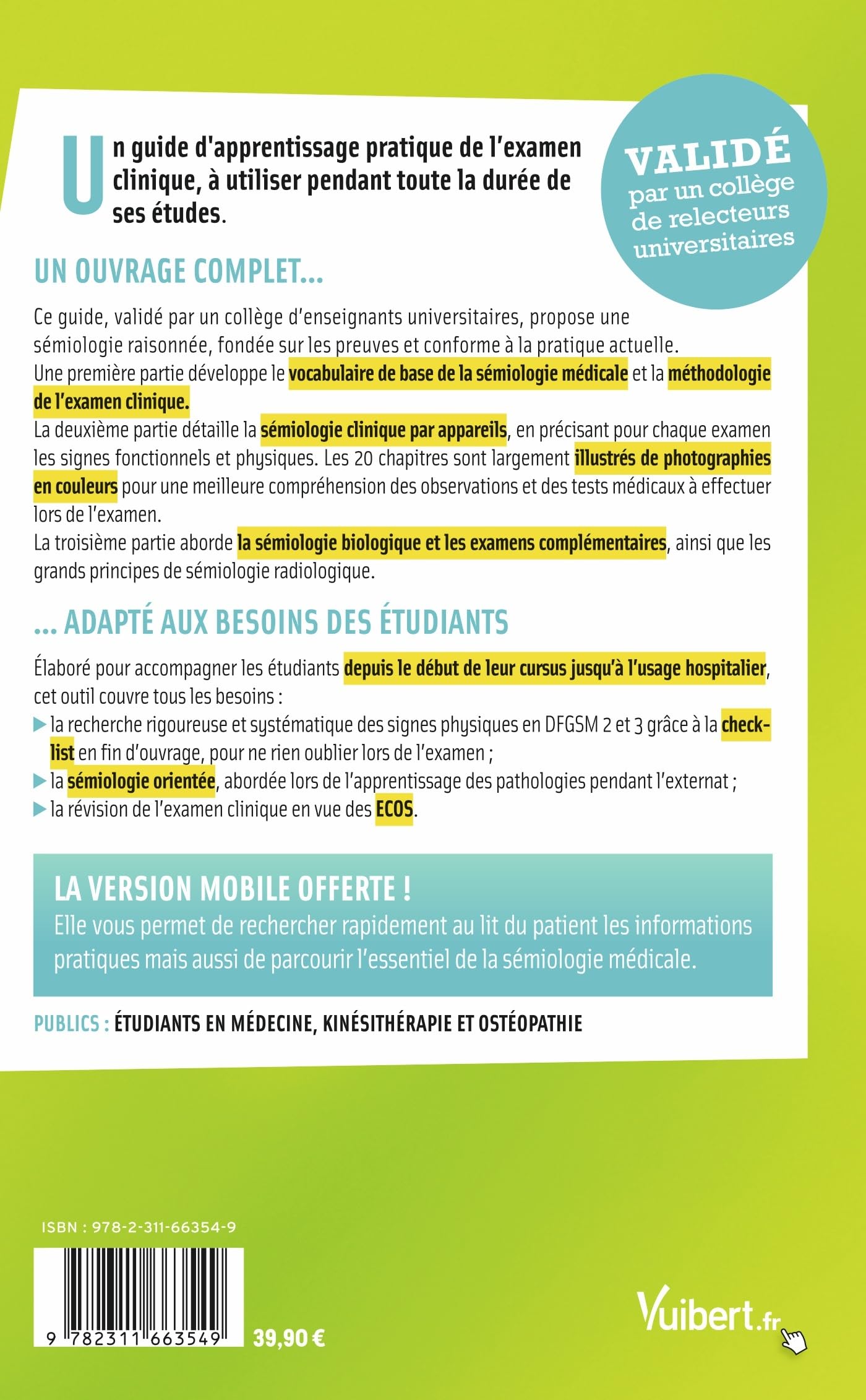 Sémiologie médicale: L'apprentissage pratique de l'examen clinique - Avec l'application offerte mise à jour