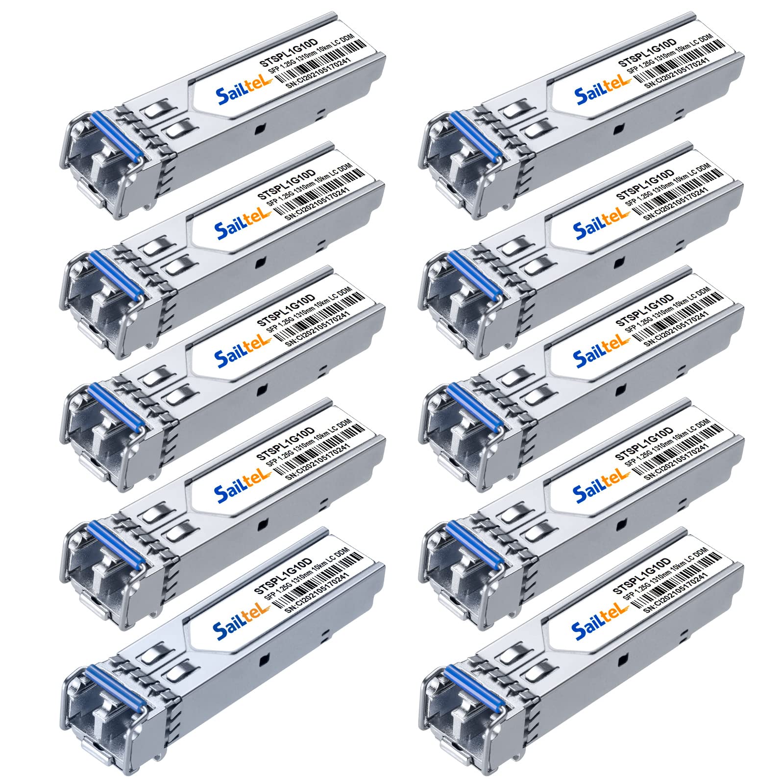 1.25 Gigabit Single Mode LC Duplex Transceiver,1000Base-LX Dual Fiber SFP Module,1310nm SMF, up to 10 km,DDM?Compatible with Cisco, Ubiquiti, Mikrotik,Netgear, Dlink and More (10Pack)