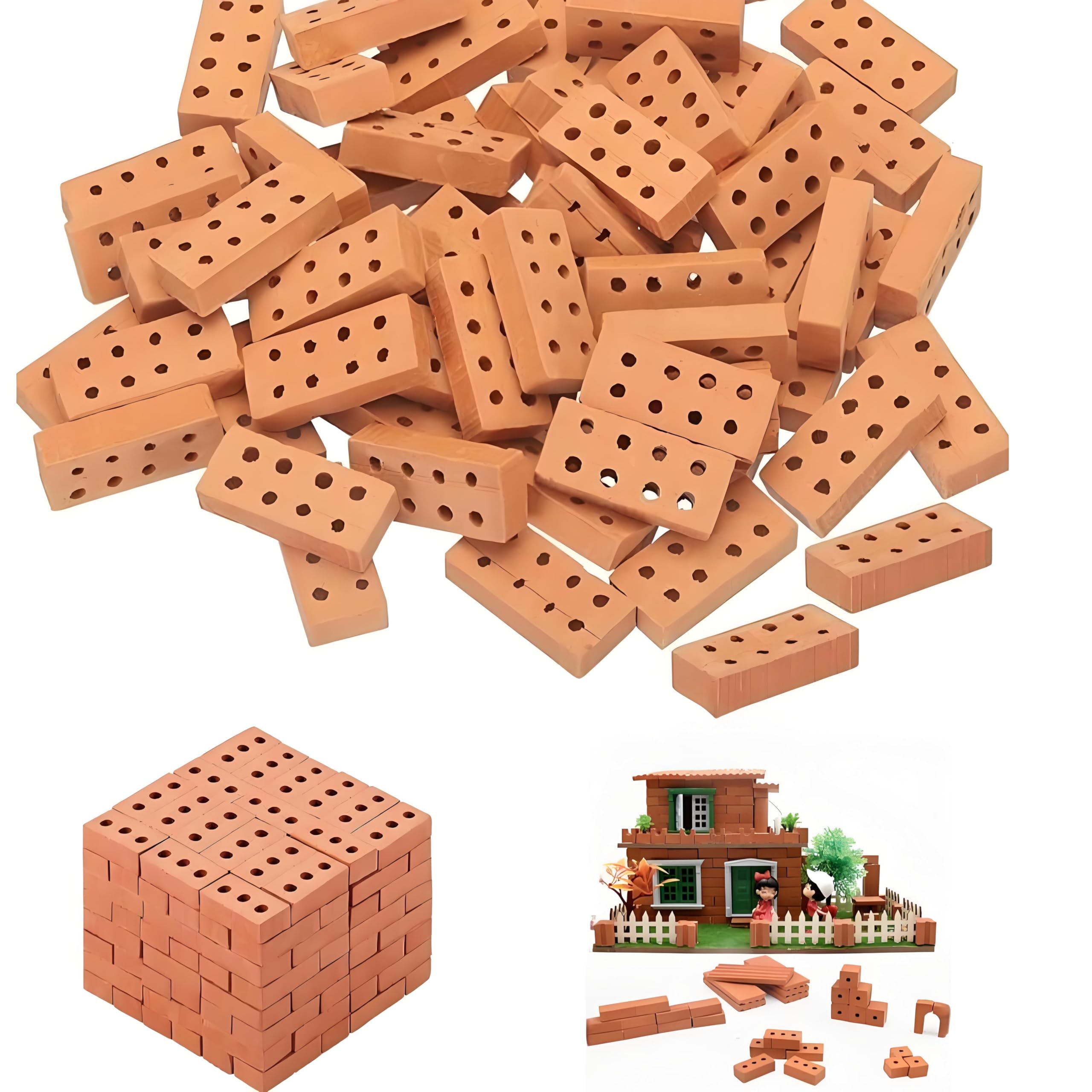 150 Pcs Mini Bricks, Sim Bricks, Miniaturziegel fr realistische DIY-Projekte, Gartenlandschaften & Dioramen, Kompatibel mit Zangen und Spachteln, Ideal fr Modellbau, Puppenhuser (150)