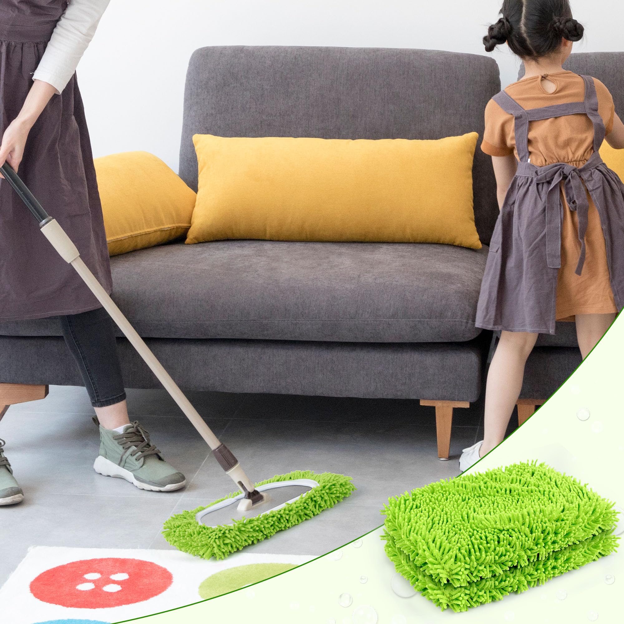 AiQInu 2 sztuki wielokrotnego użytku łapacz kurzu do Swiffer Sweeper, ściereczki do mopa, ściereczki do mopa wielokrotnego użytku - zielony