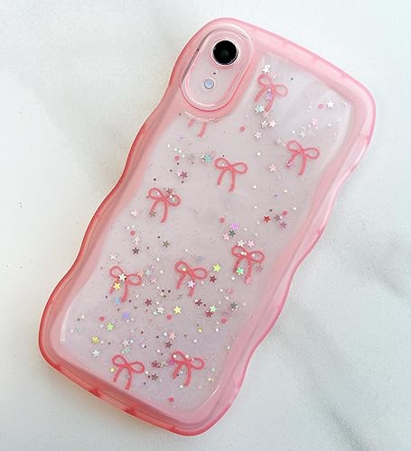 Miniatura 8 de Qokey Funda para iPhone XR, Diseño de Estrella con Purpurina y Mango de Agarre con Borde Curvo, Cubierta de TPU Transparente de Grado Militar a